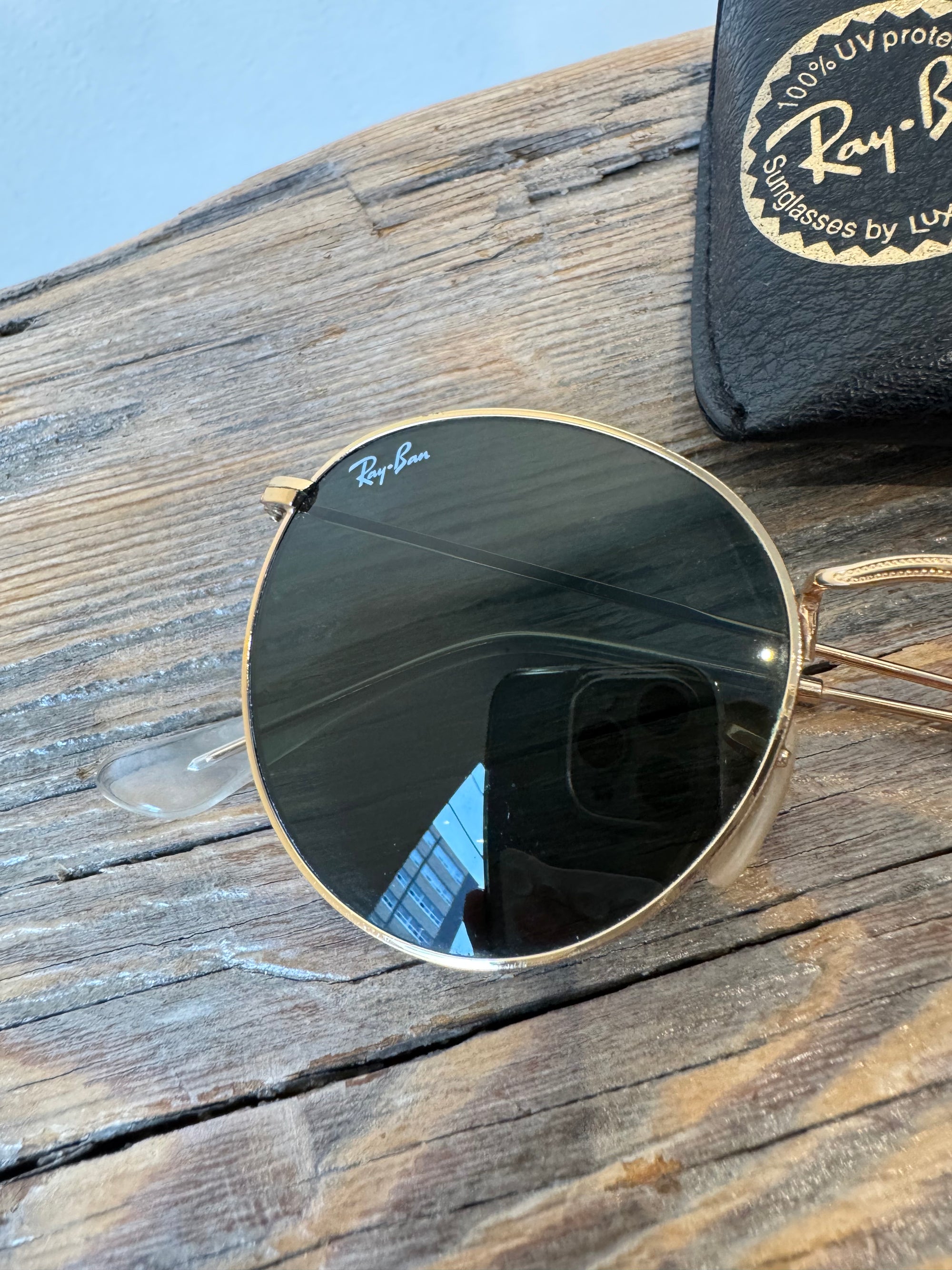 Rayban RB3447 Round Metal Sunglasses, Gold