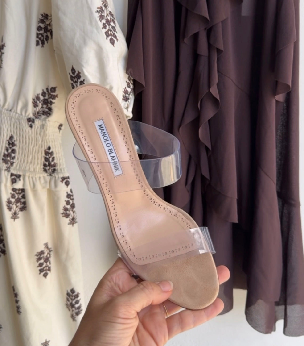 Manolo Blahnik Scolto Clear PVC mules, Nude, 39.5