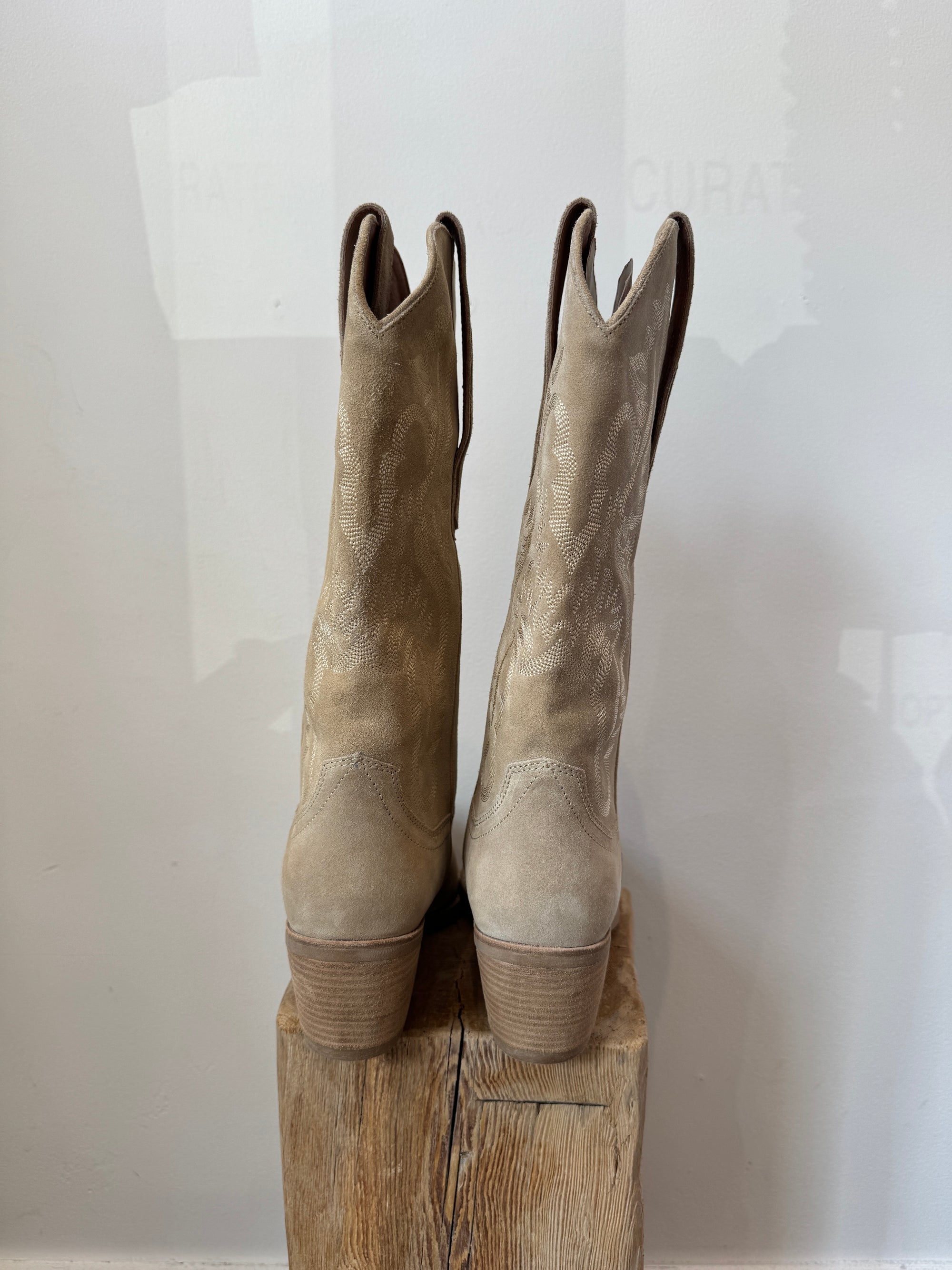 Jeffrey Campbell western suede boots, Tan, 10