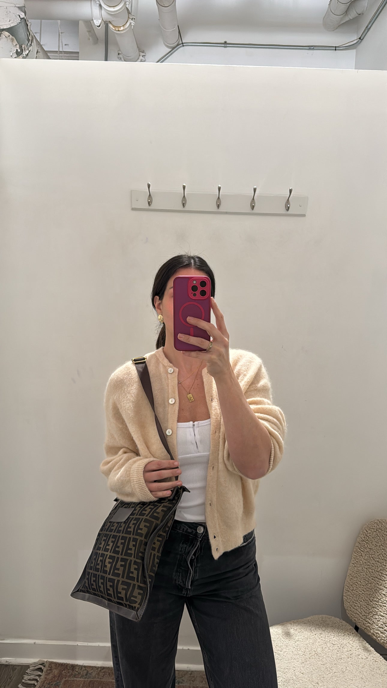 Fendi Zucca Crossbody Cloth Handbag, Brown