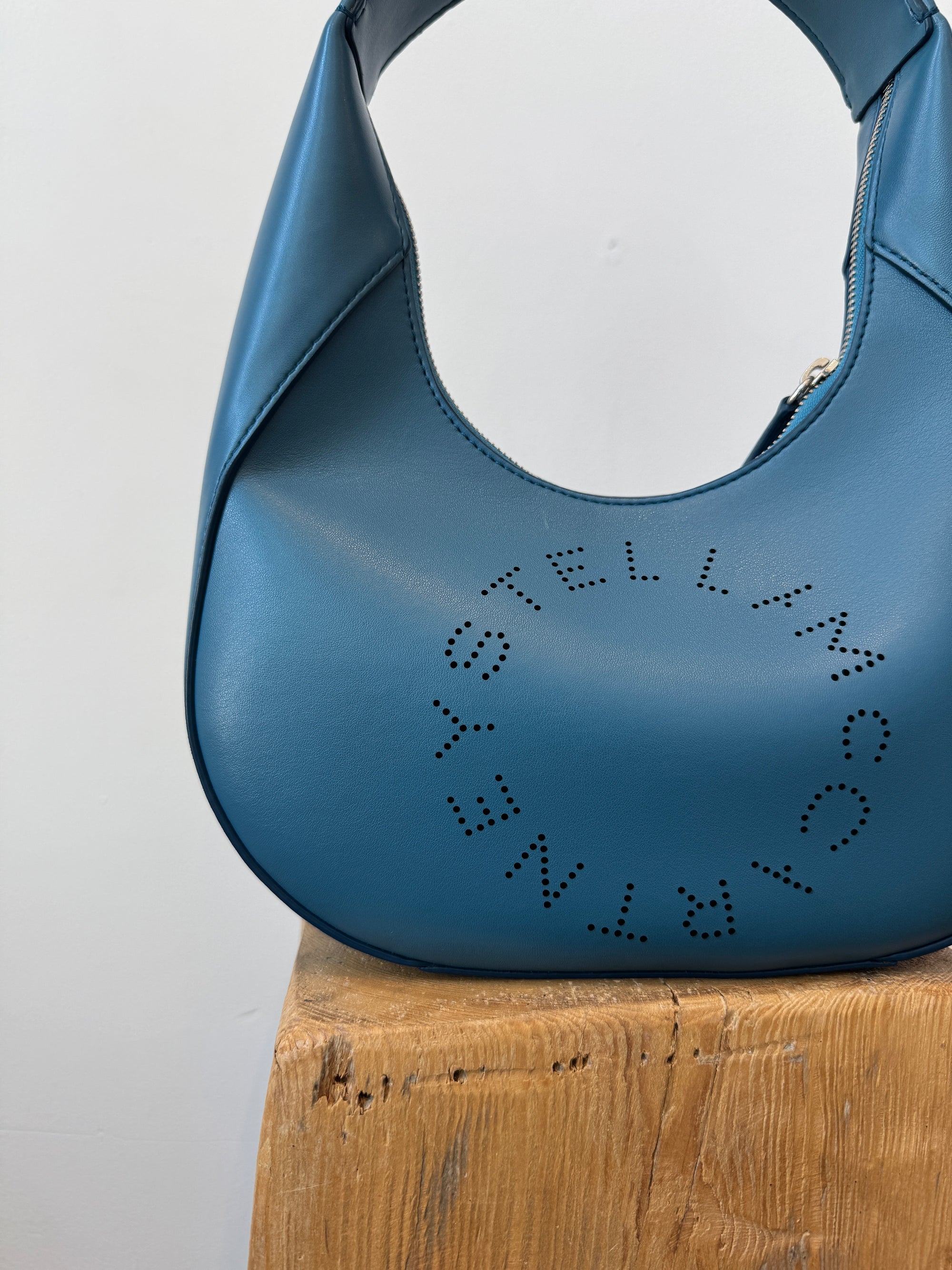 Stella McCartney Small Perforated Logo Shoulder Bag, Blue