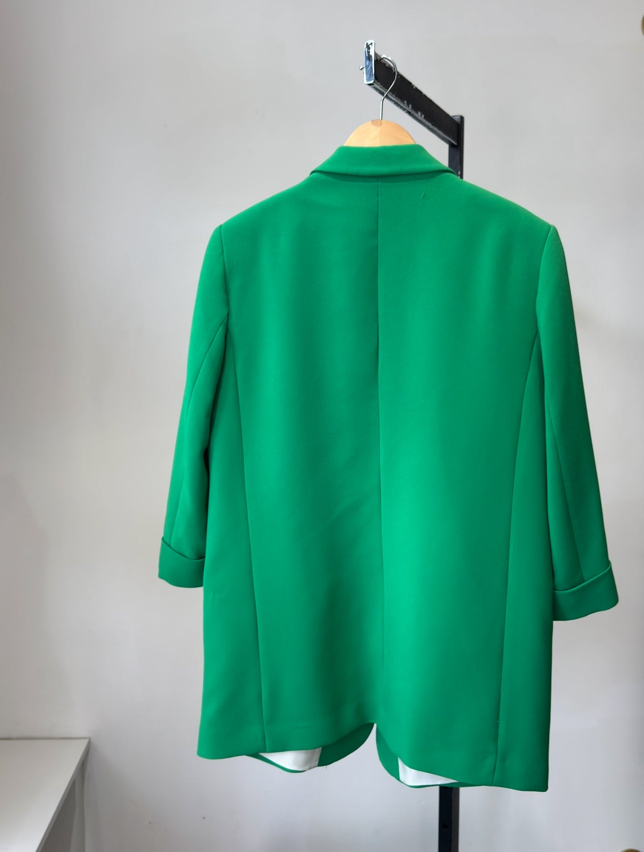 Zara Open Blazer With Pearl Cuff Detail Green, XL