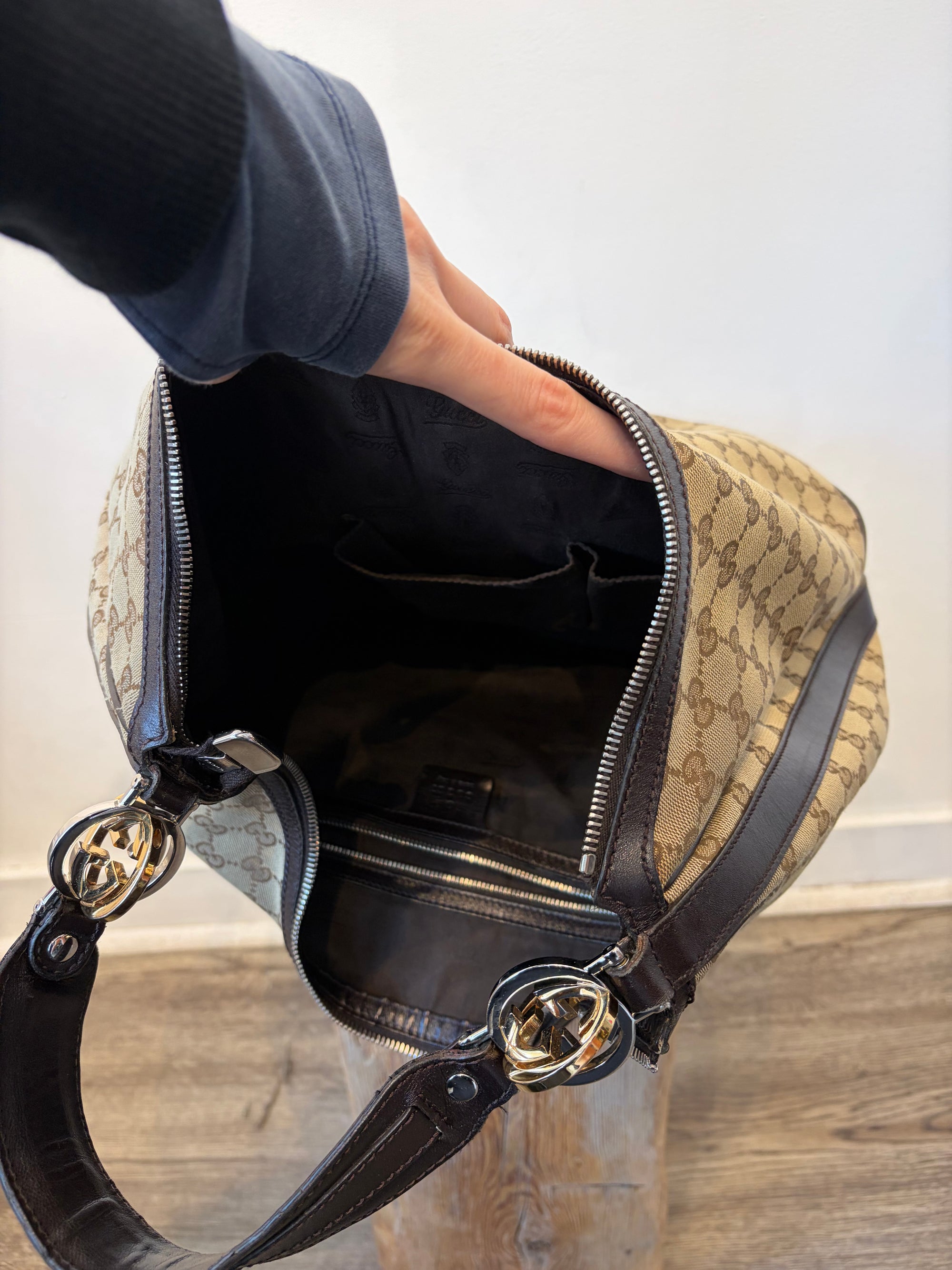 Gucci Large Twins Hobo Bag, Brown, Large