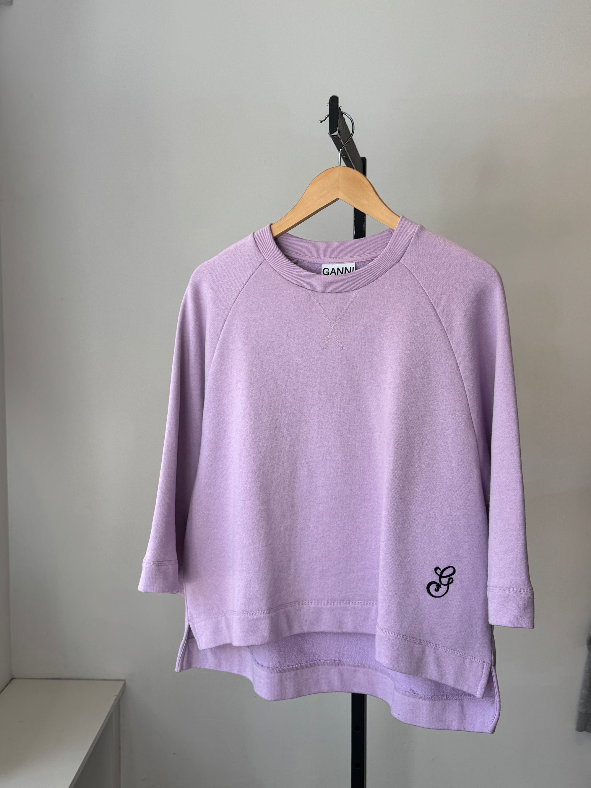 Ganni G 3/4 Sleeve Sweatshirt Purple, S/M