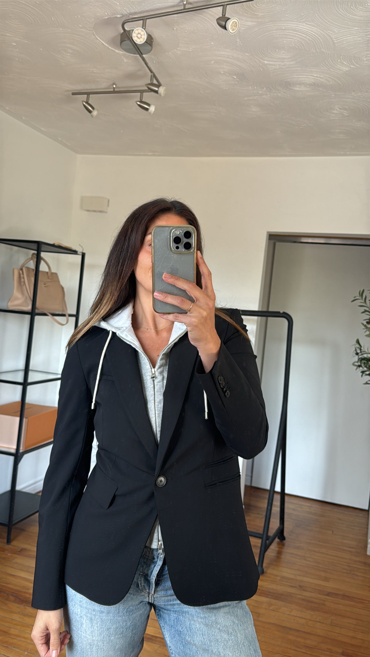 Veronica Beard, Blazer with Dickey insert, Black and grey, 6