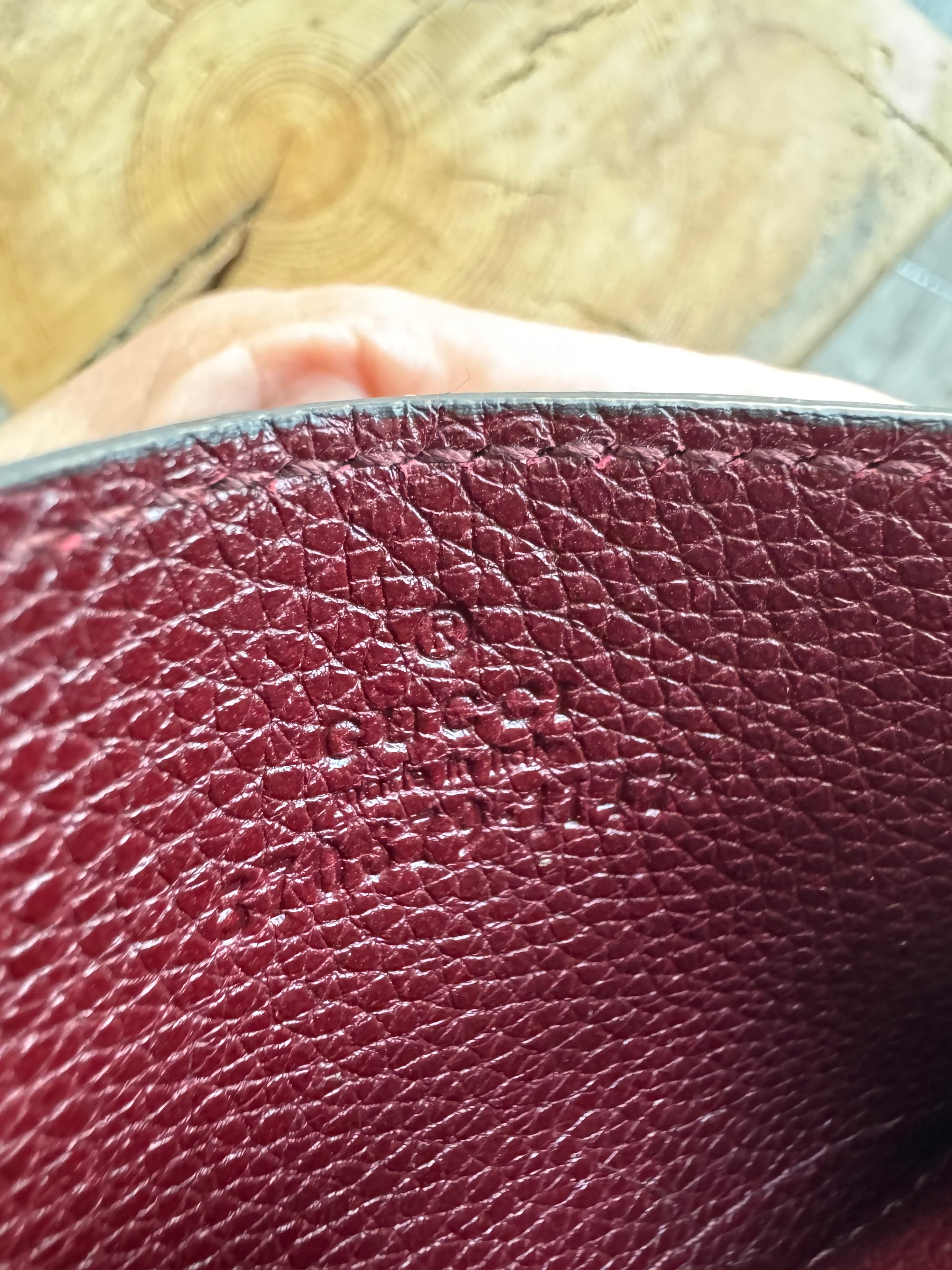 Gucci Zumi Pebbled Leather Cardholder, Burgundy