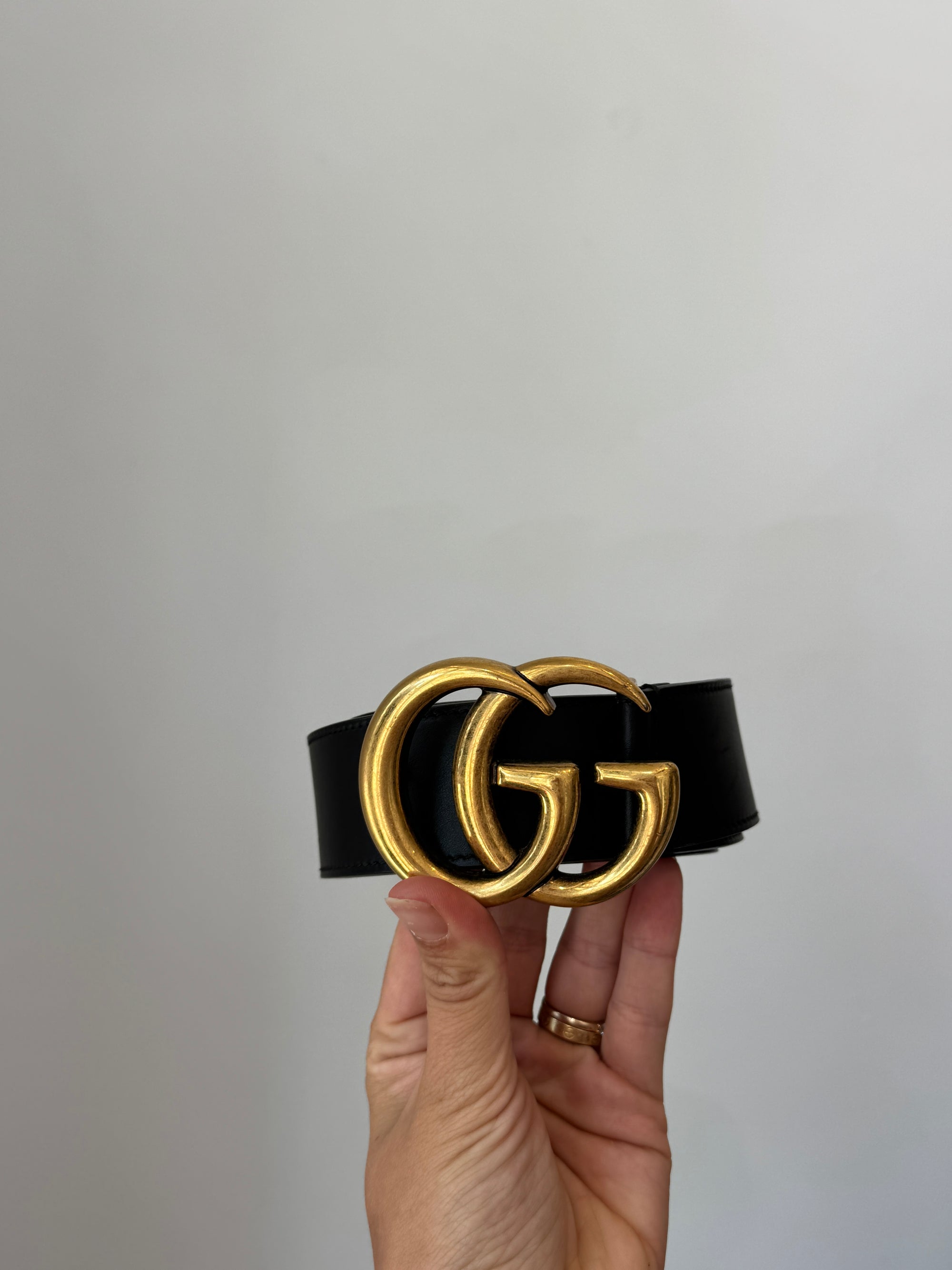 Gucci Belt GG Marmont Black/Gold, 90/36