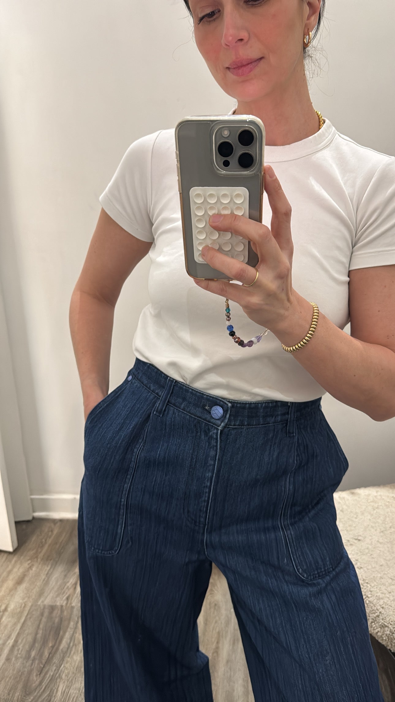 Chanel High Rise Wide Leg Jeans, 42