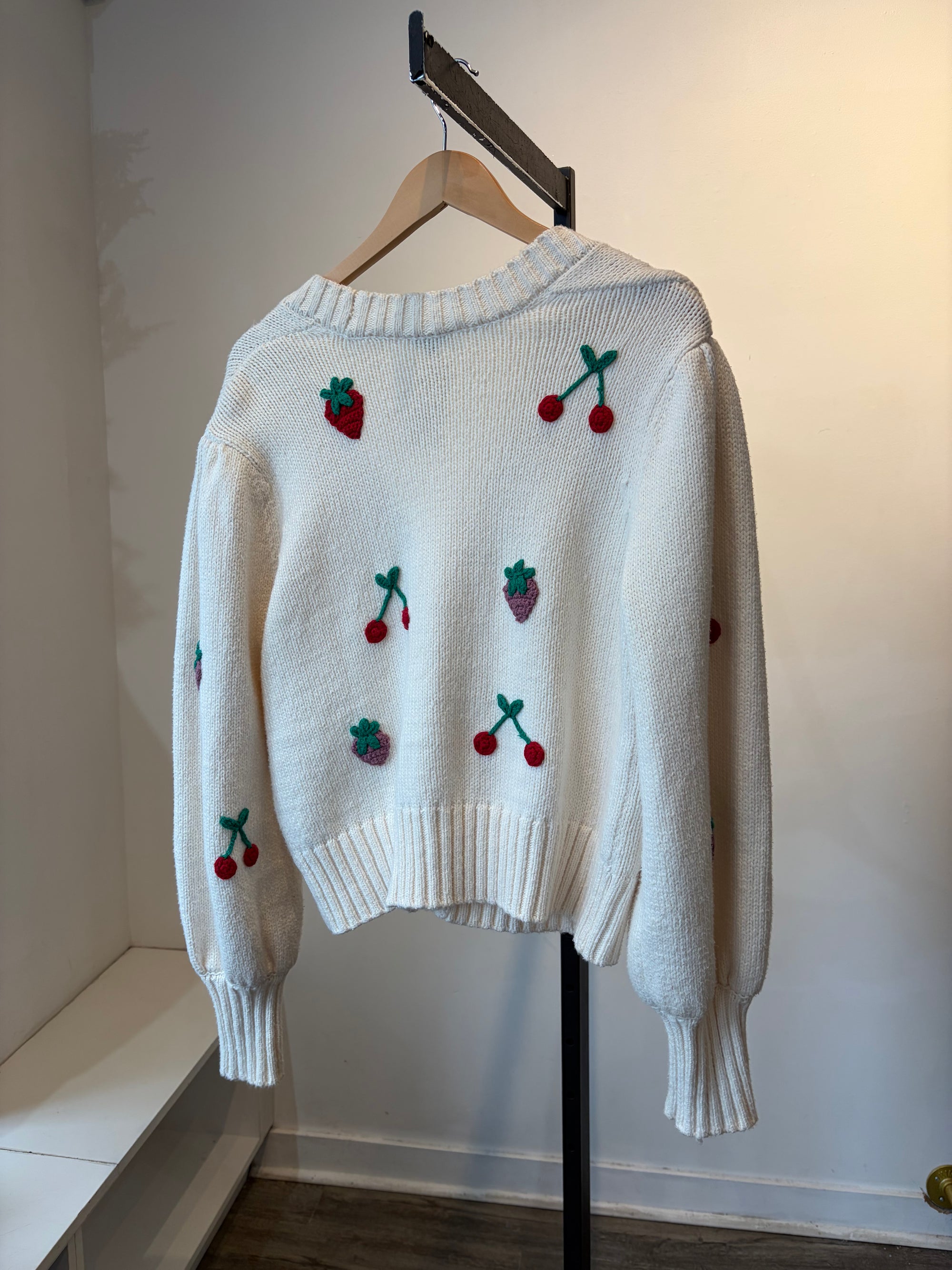 Rails Esther Berry Cardigan, Cream, Large