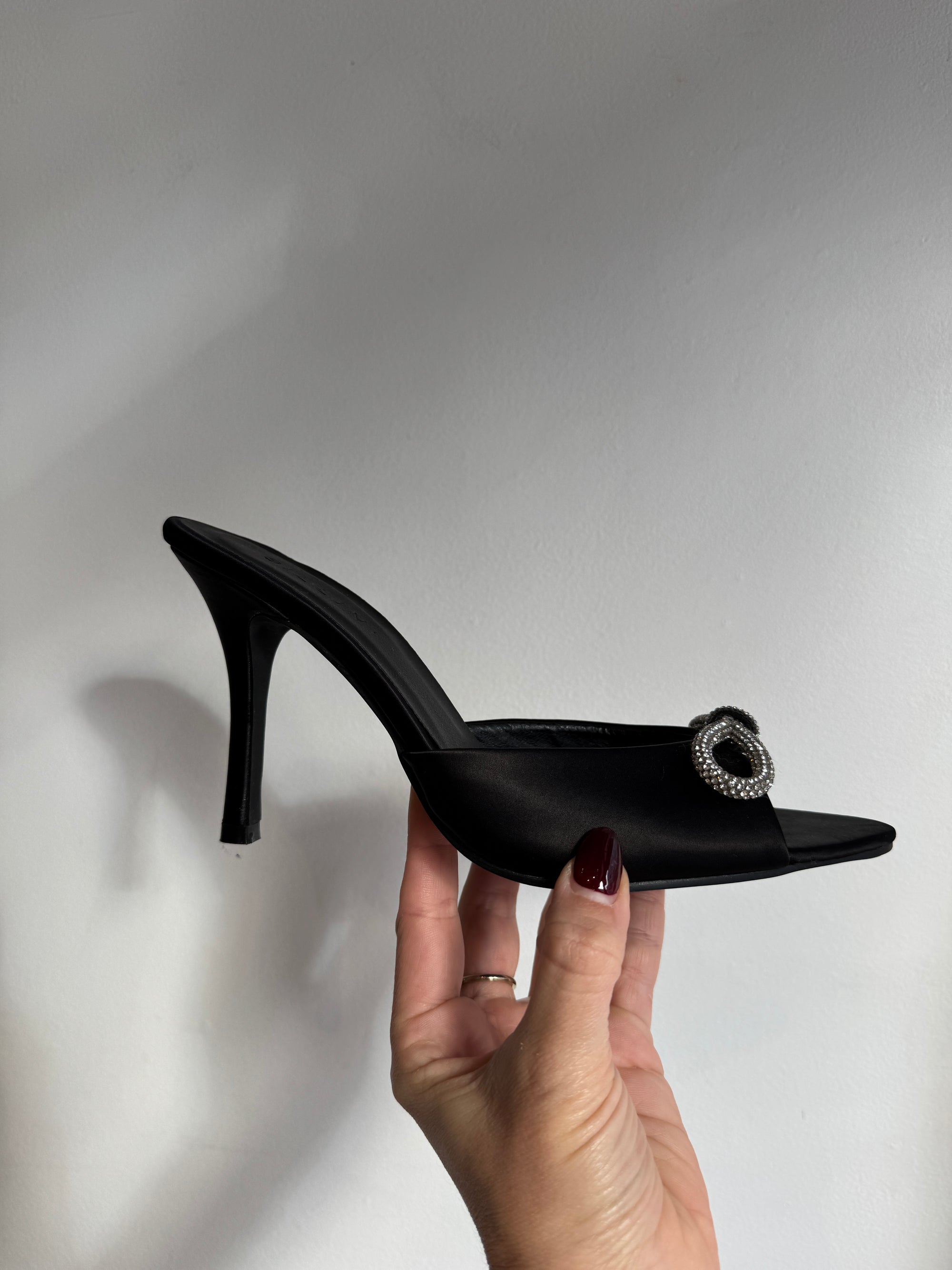 Billini rhinestone bow sandals, Black, 7