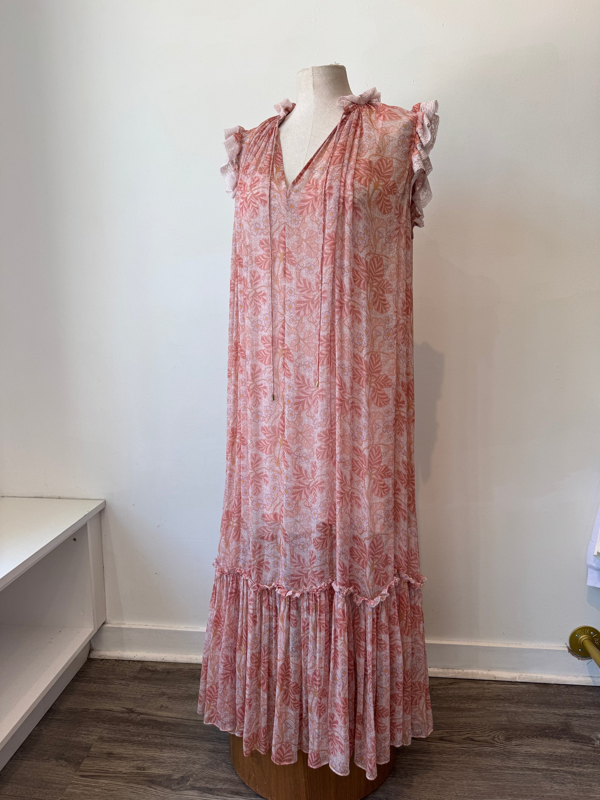 Zimmermann sleeveless midi dress with slip, Pink, 2/0