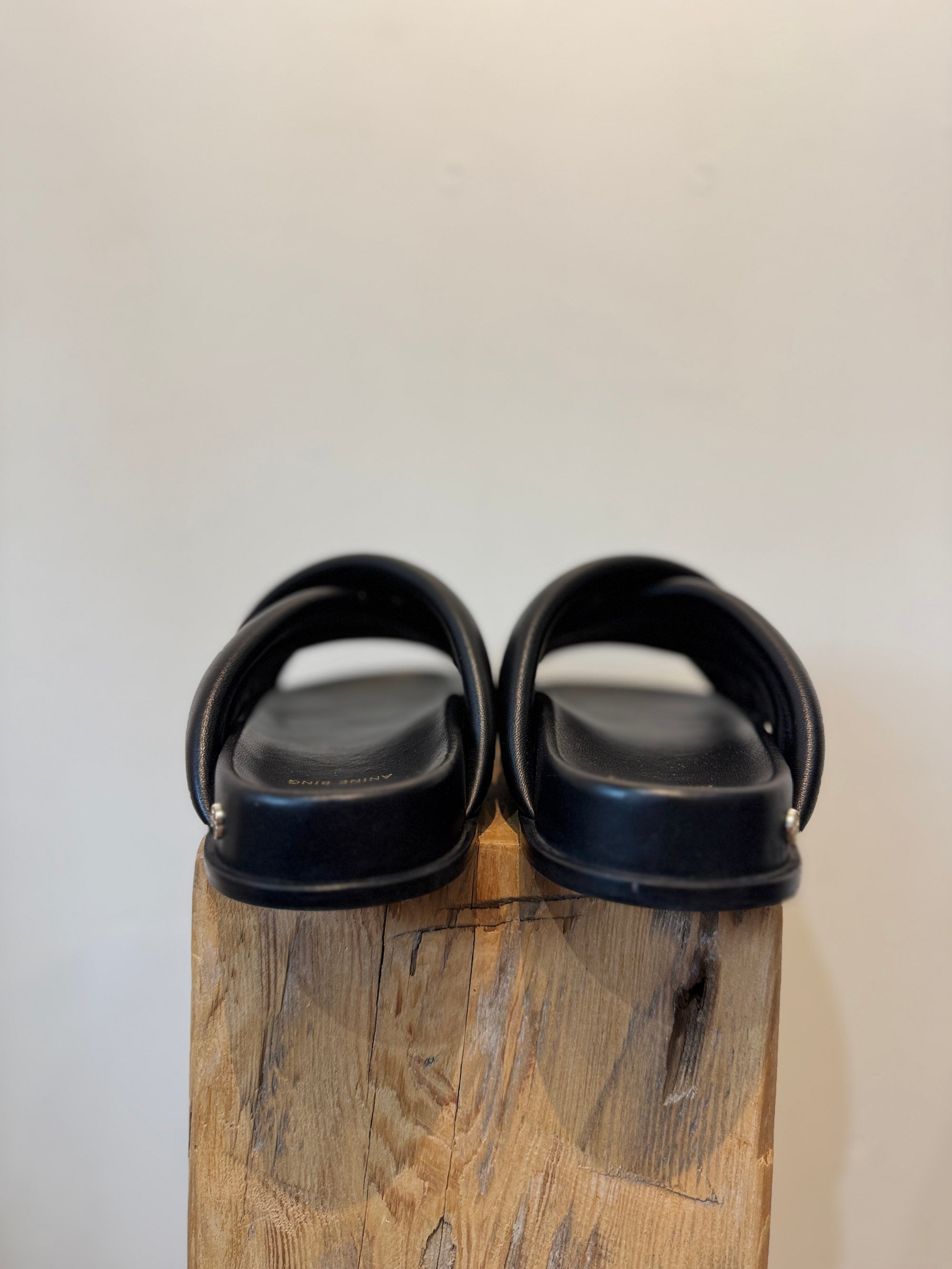 Anine Bing Lizzie Slides, Black, 41