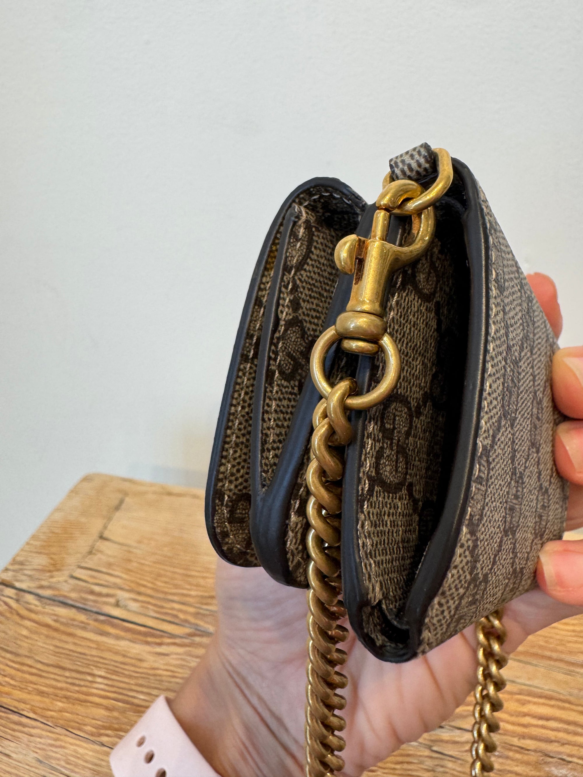 Gucci x Balenciaga Hacker Project Mini Wallet on Chain, Brown