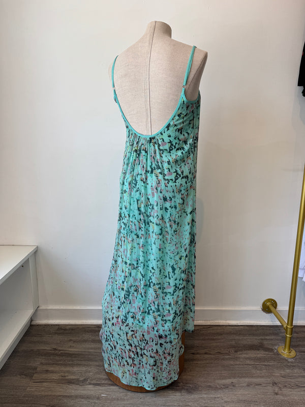 gypsy o5 maxi dress 05 teal patterned silk sleeveless No problem! Cotton Sleeveless Scoop-Neck Midi SD-10.01.25 Color:Green Lace
