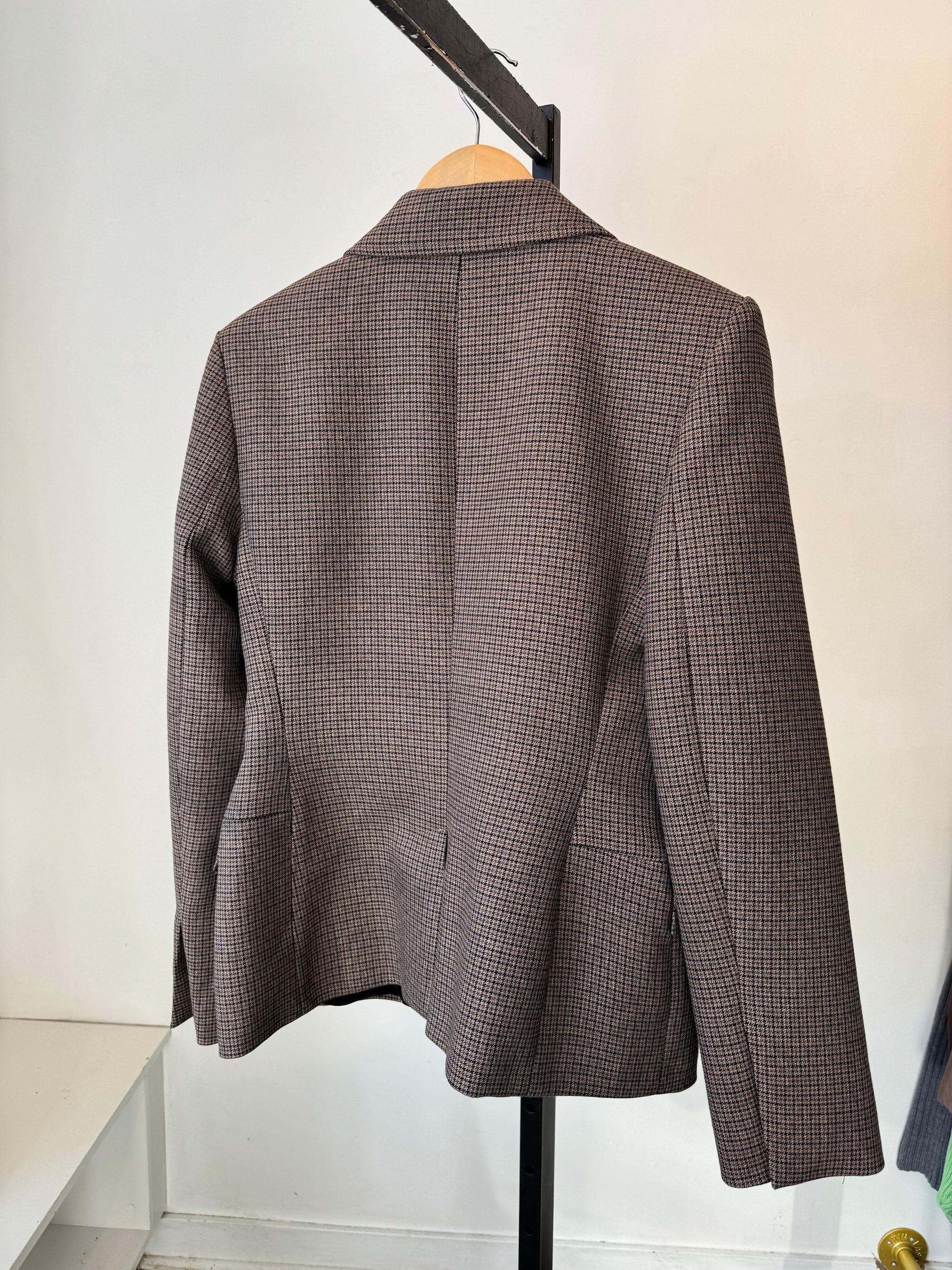 Zara houndstooth cinched blazer, Brown , Medium