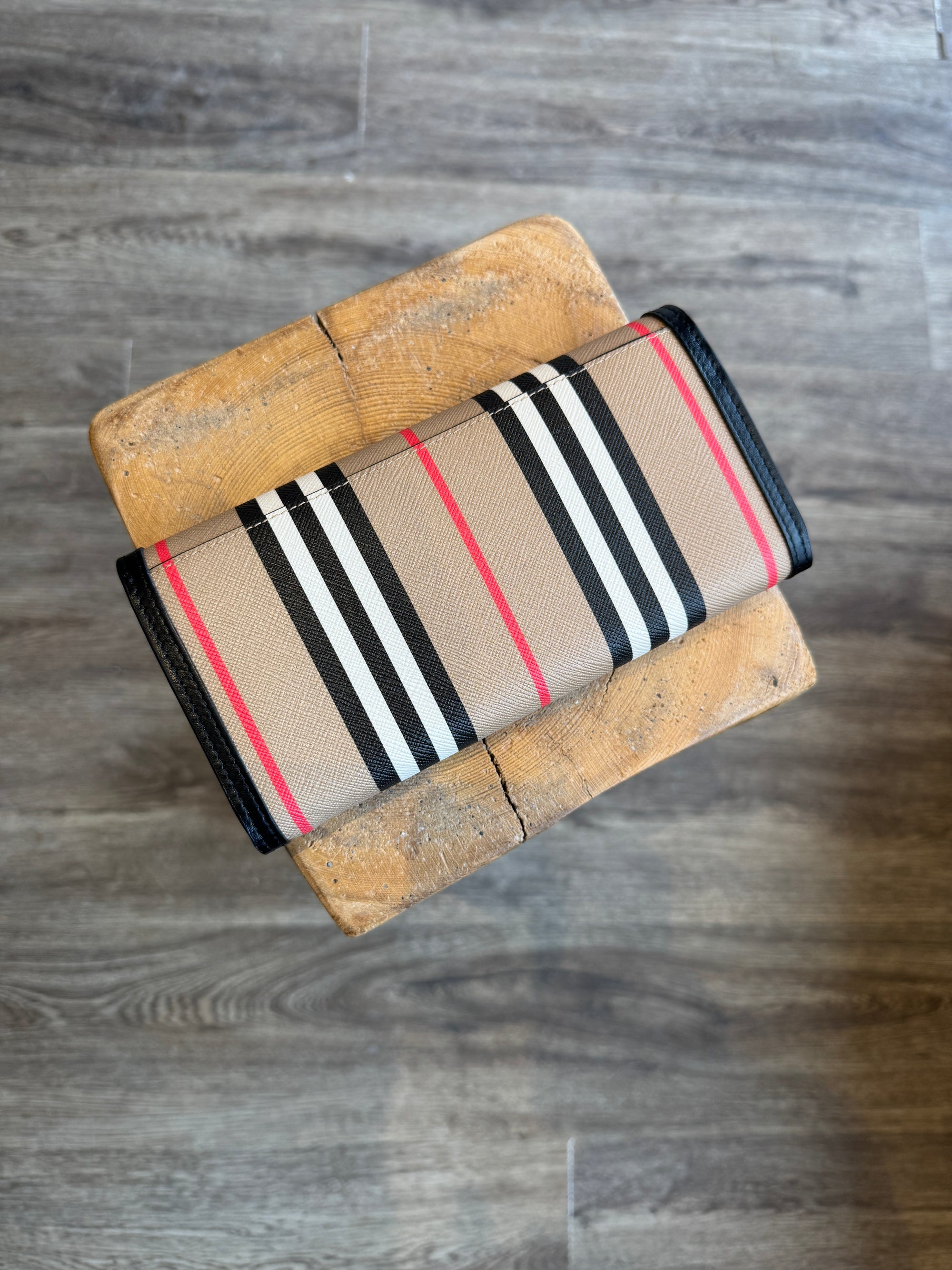 Burberry Halton Icon Stripe Canvas Flap Wallet