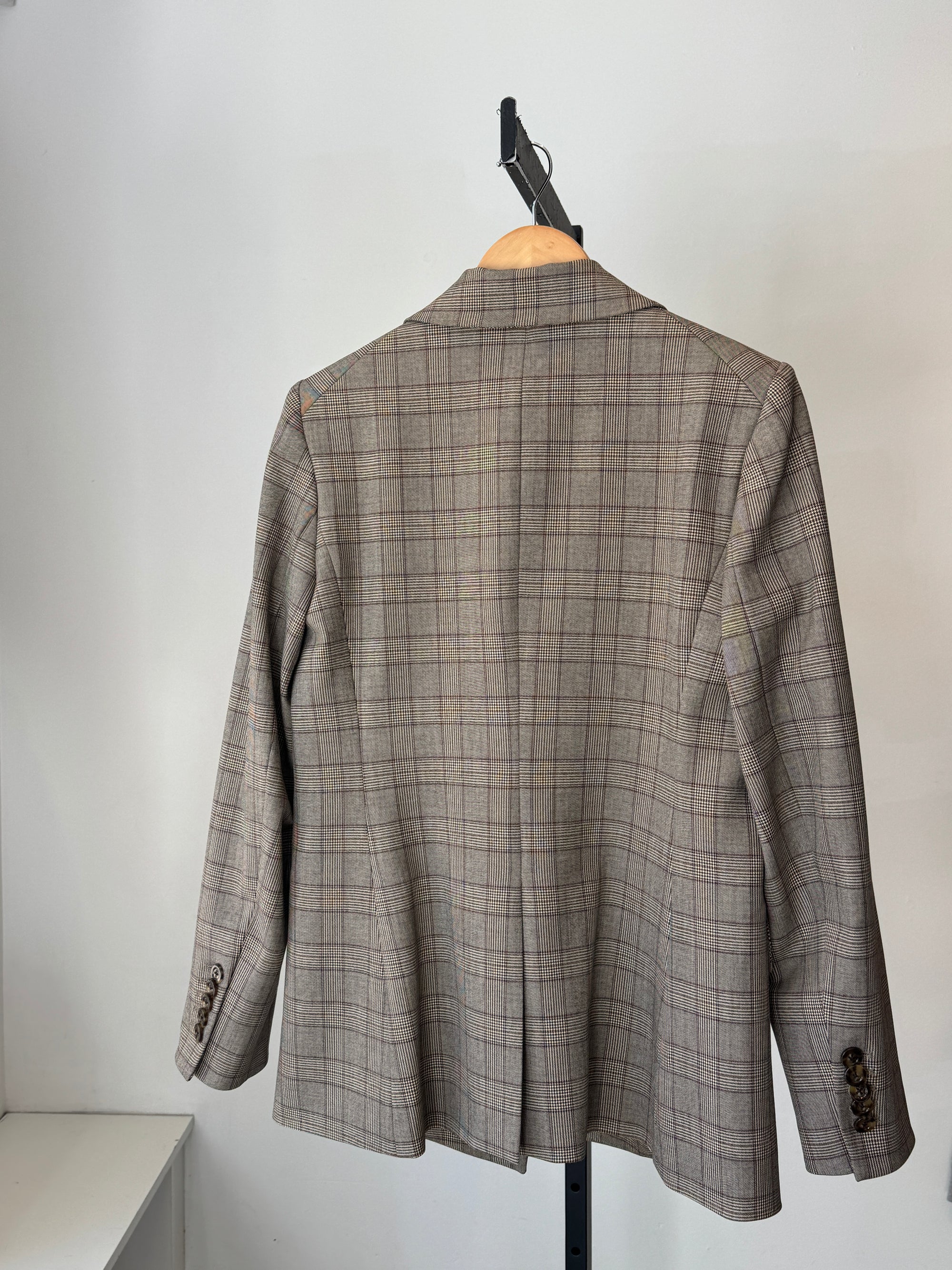 Veronica Beard Long and Lean Plaid Dickey Jacket, Brown, 12