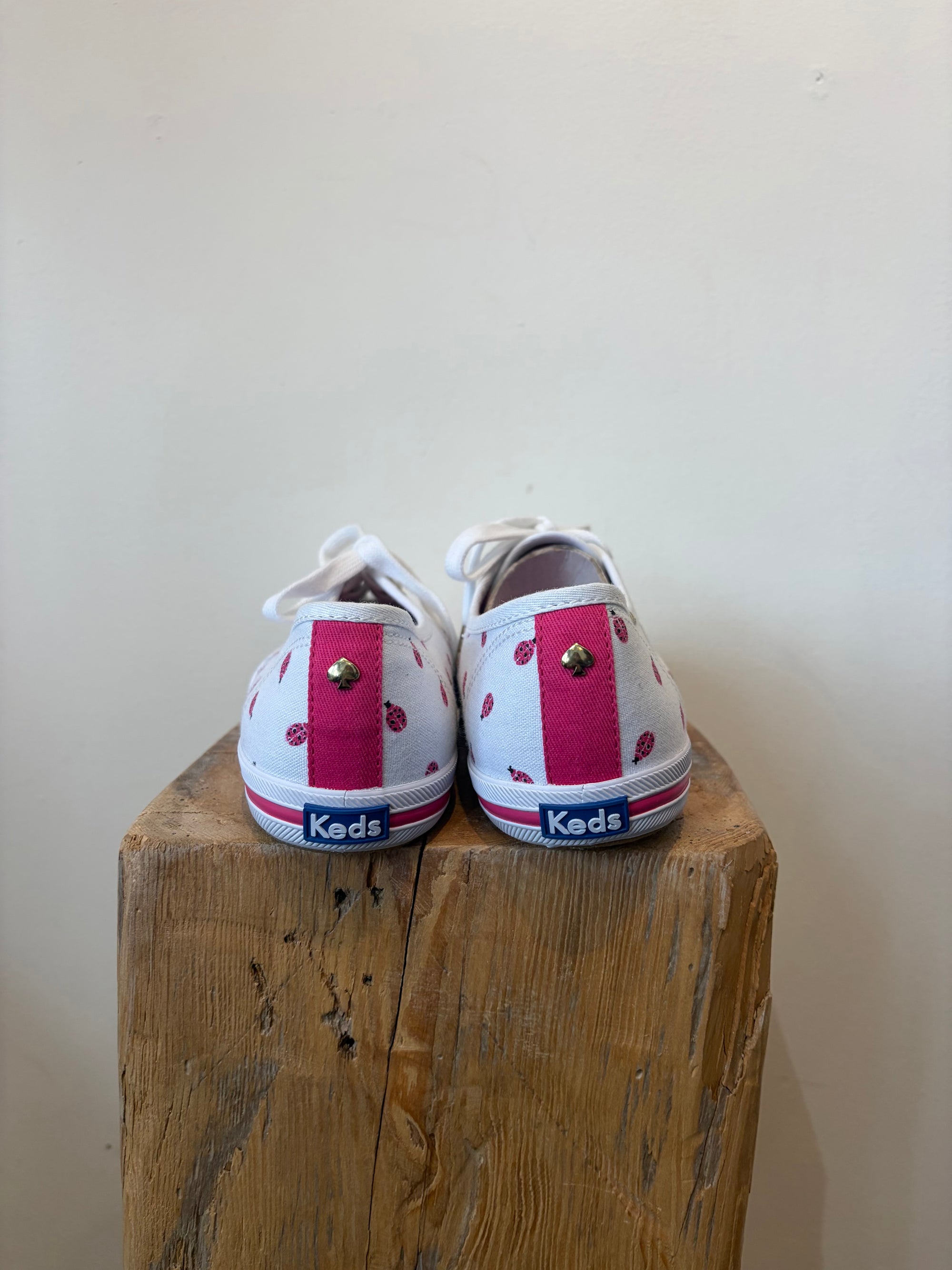 Keds x Kate Spade,White and Pink Ladybug Print, W8