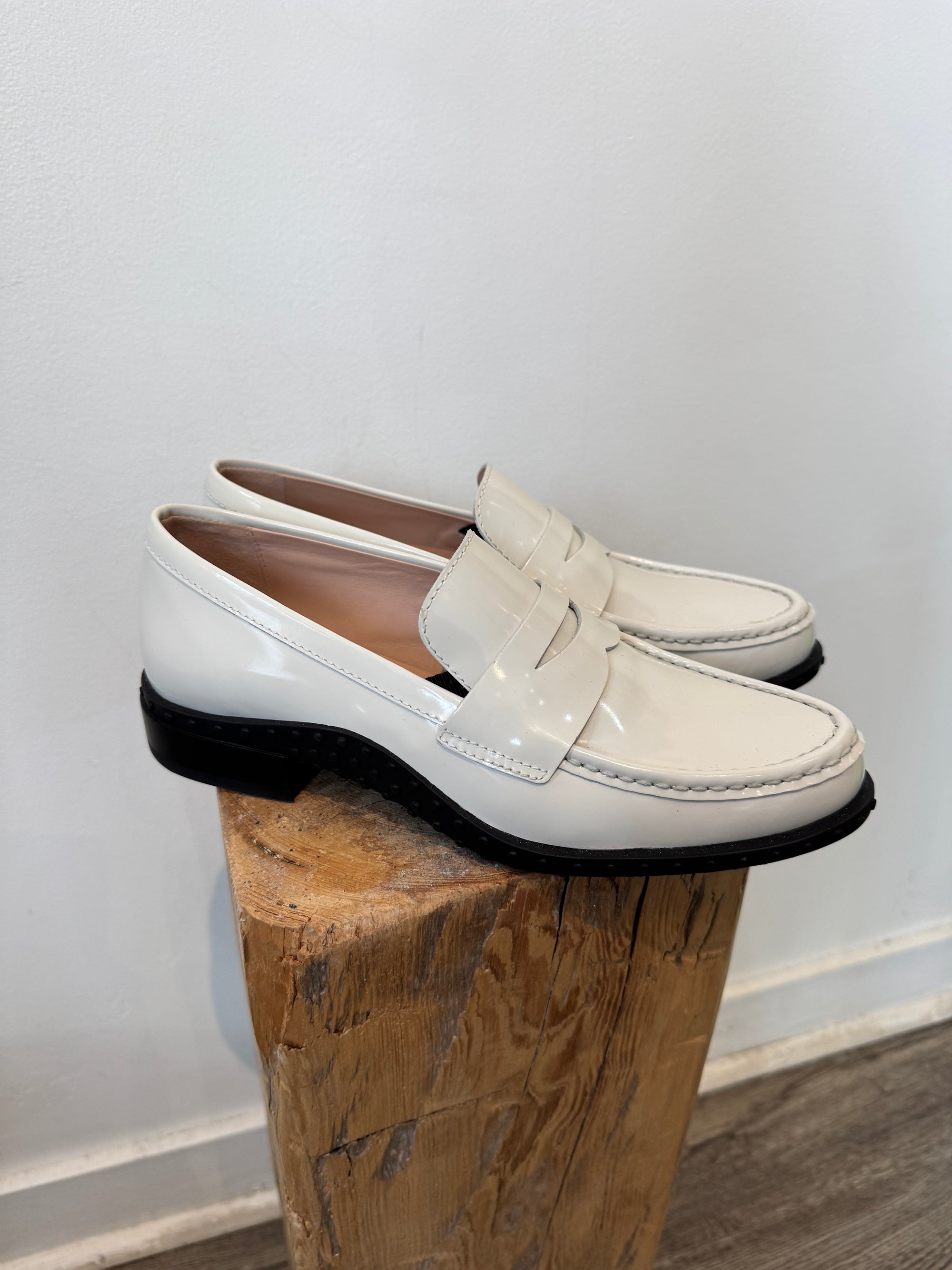 Tod's Mocassino Penny Loafers, White, 36.5