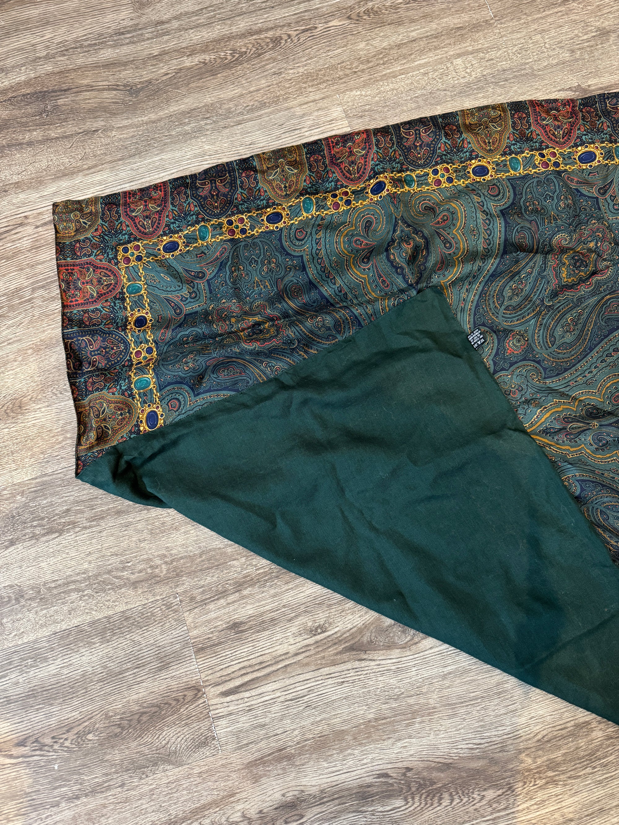 Chanel Silk/Wool Paisley Square Scarf, Green, 34'' x 34''