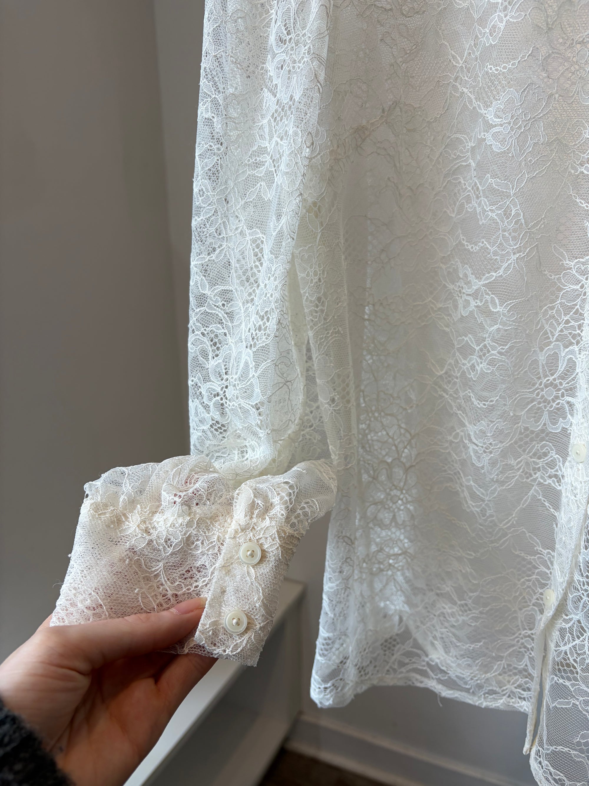 Wilfred white lace button up top, medium