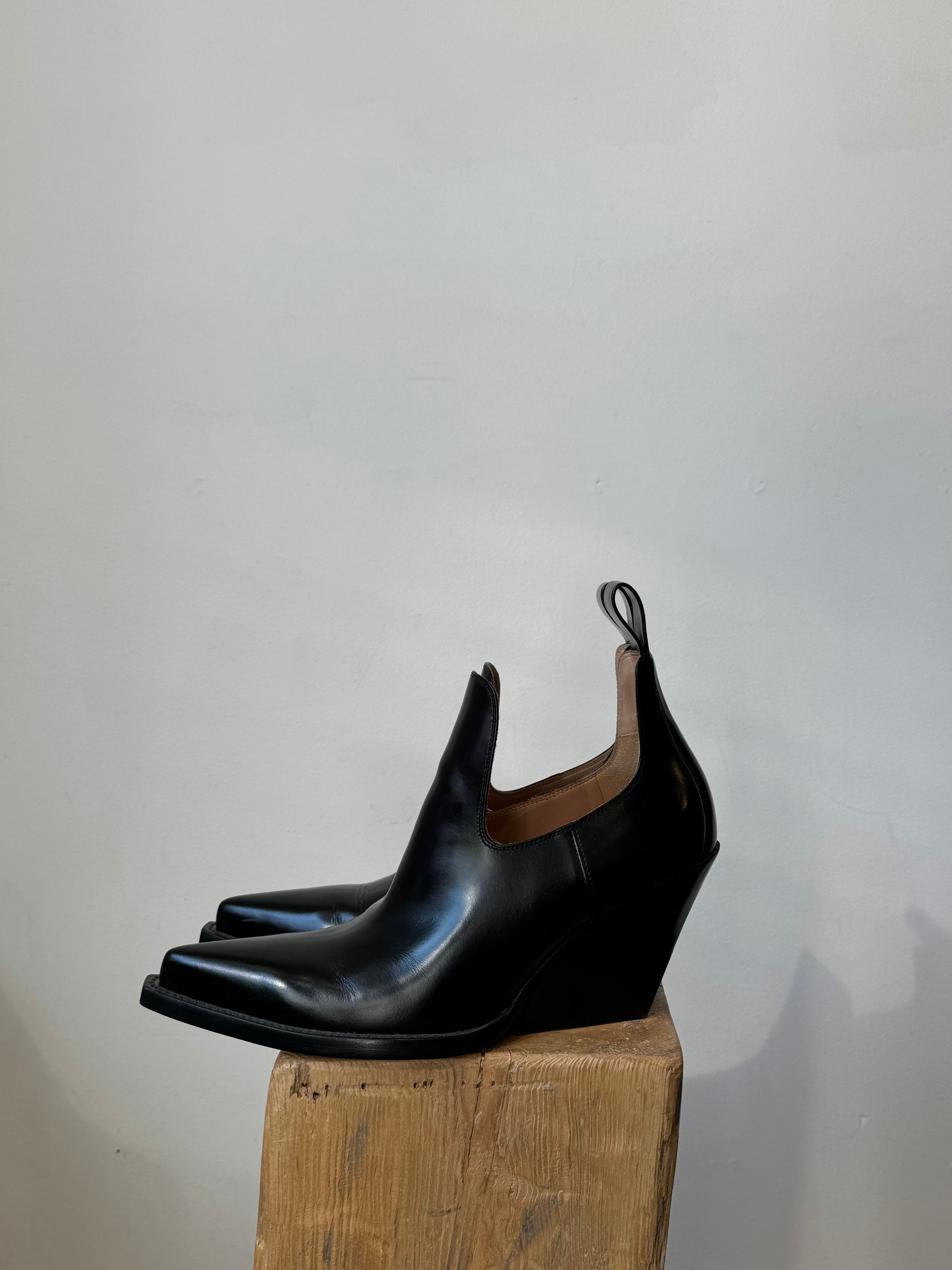 Bottega Veneta black western cut out ankle boots