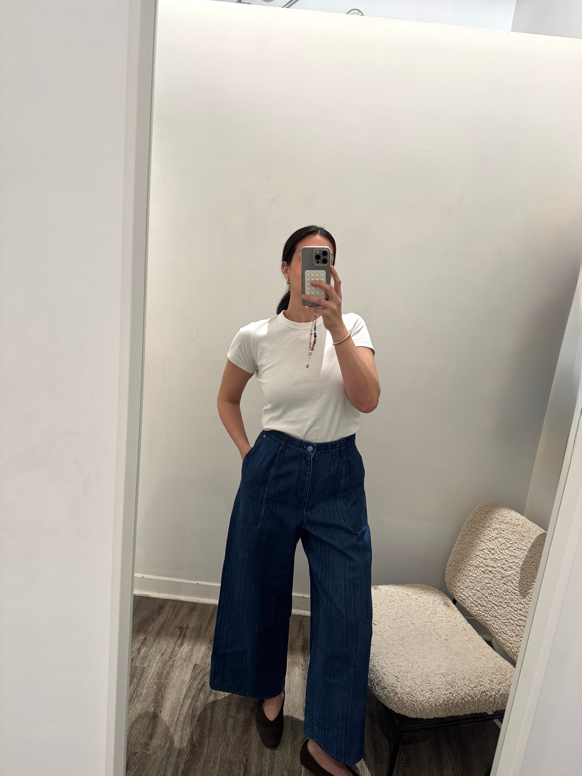 Chanel High Rise Wide Leg Jeans, 42