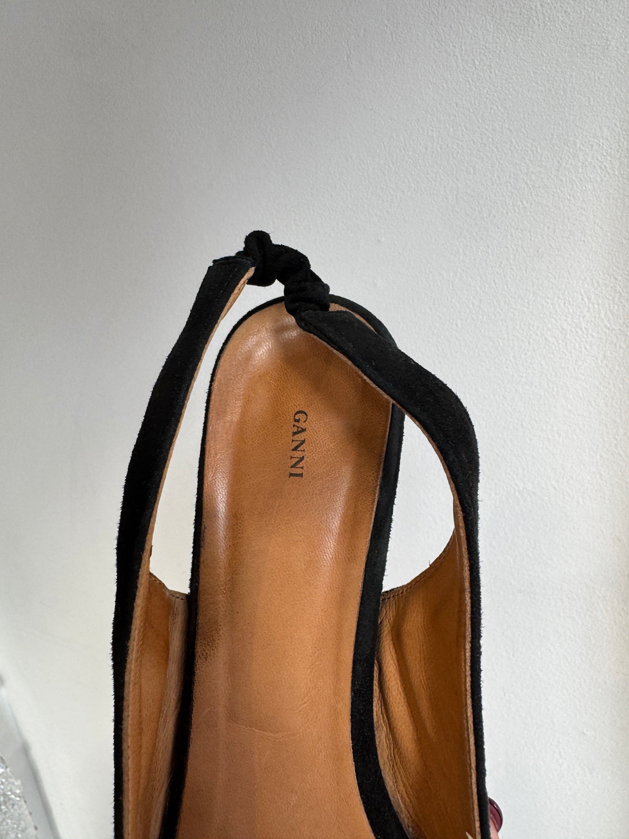 Ganni slingback kitten heels, Black, 38