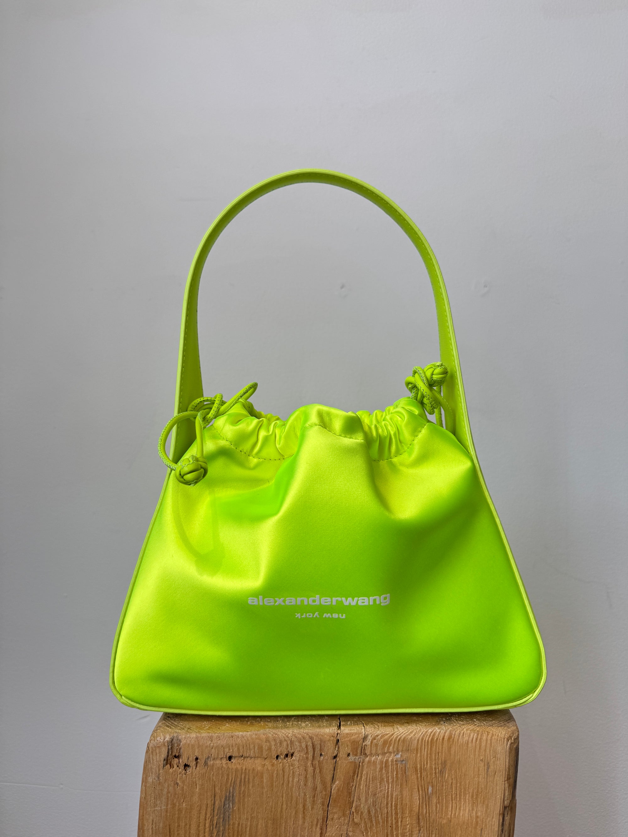 Alexander Wang Neon satin drawstring bag
