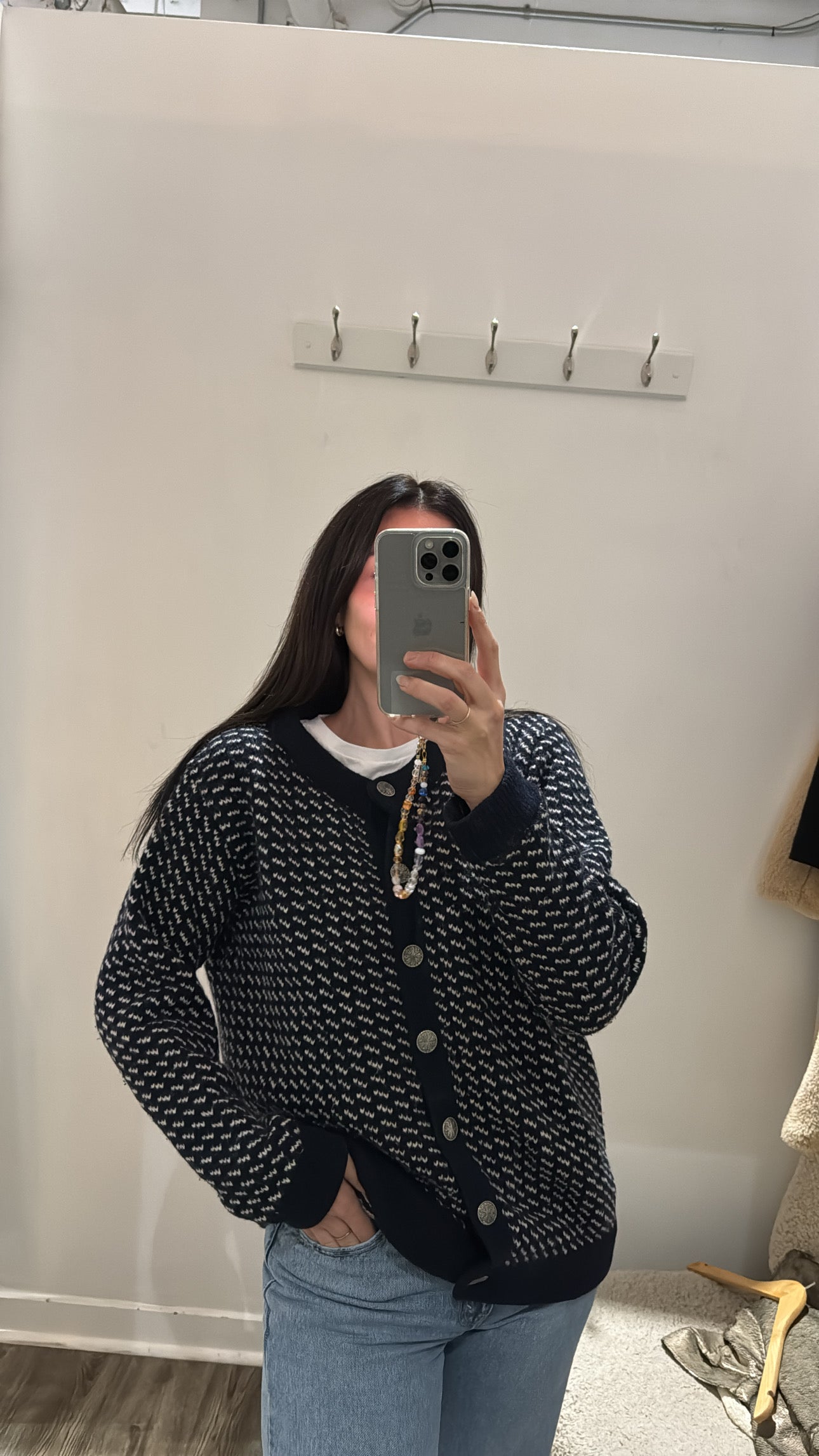 LL Bean Vintage Cardigan, Navy, X Large