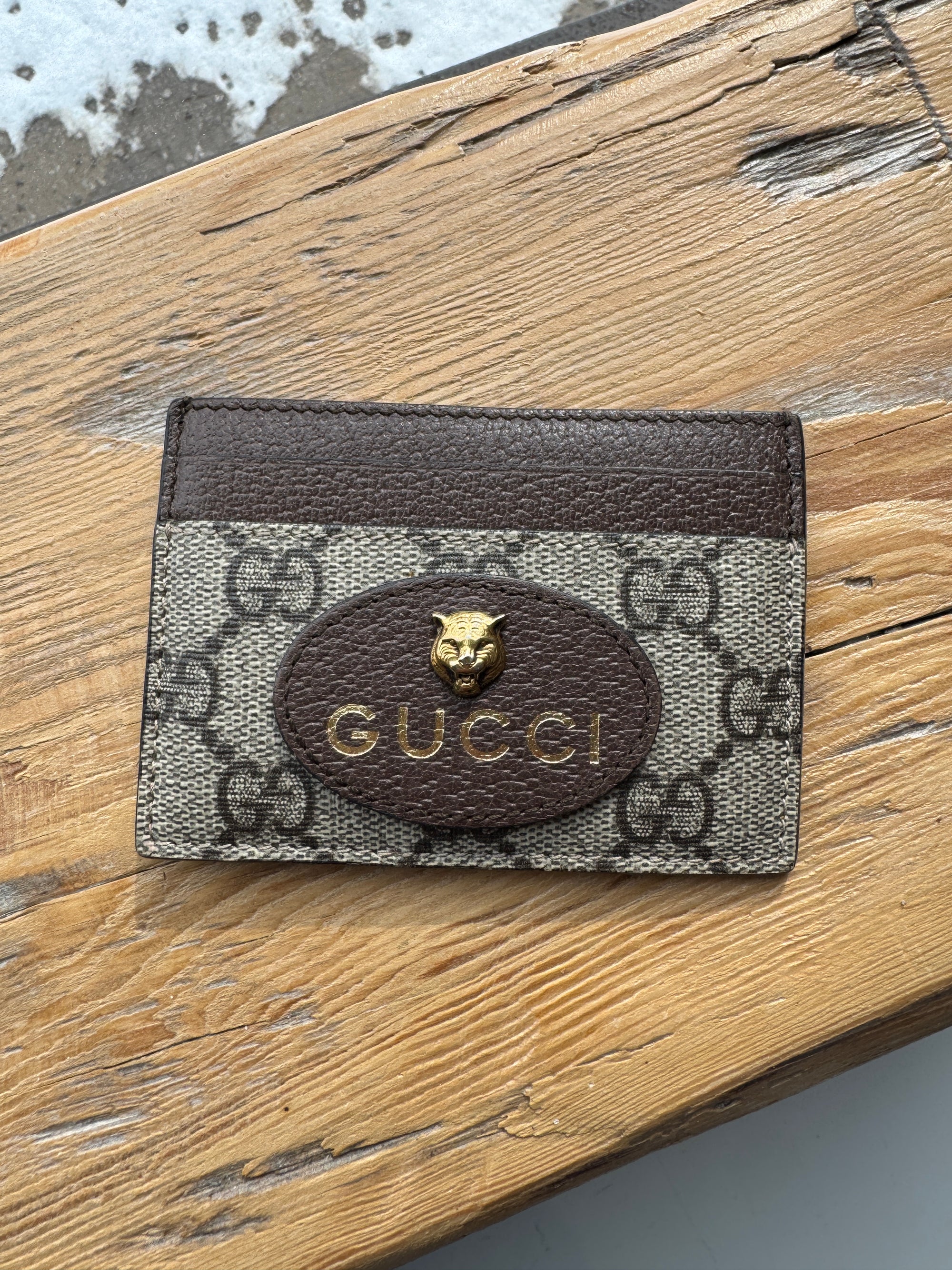 Gucci Neo Vintage Supreme Card Holder, Beige/Yellow