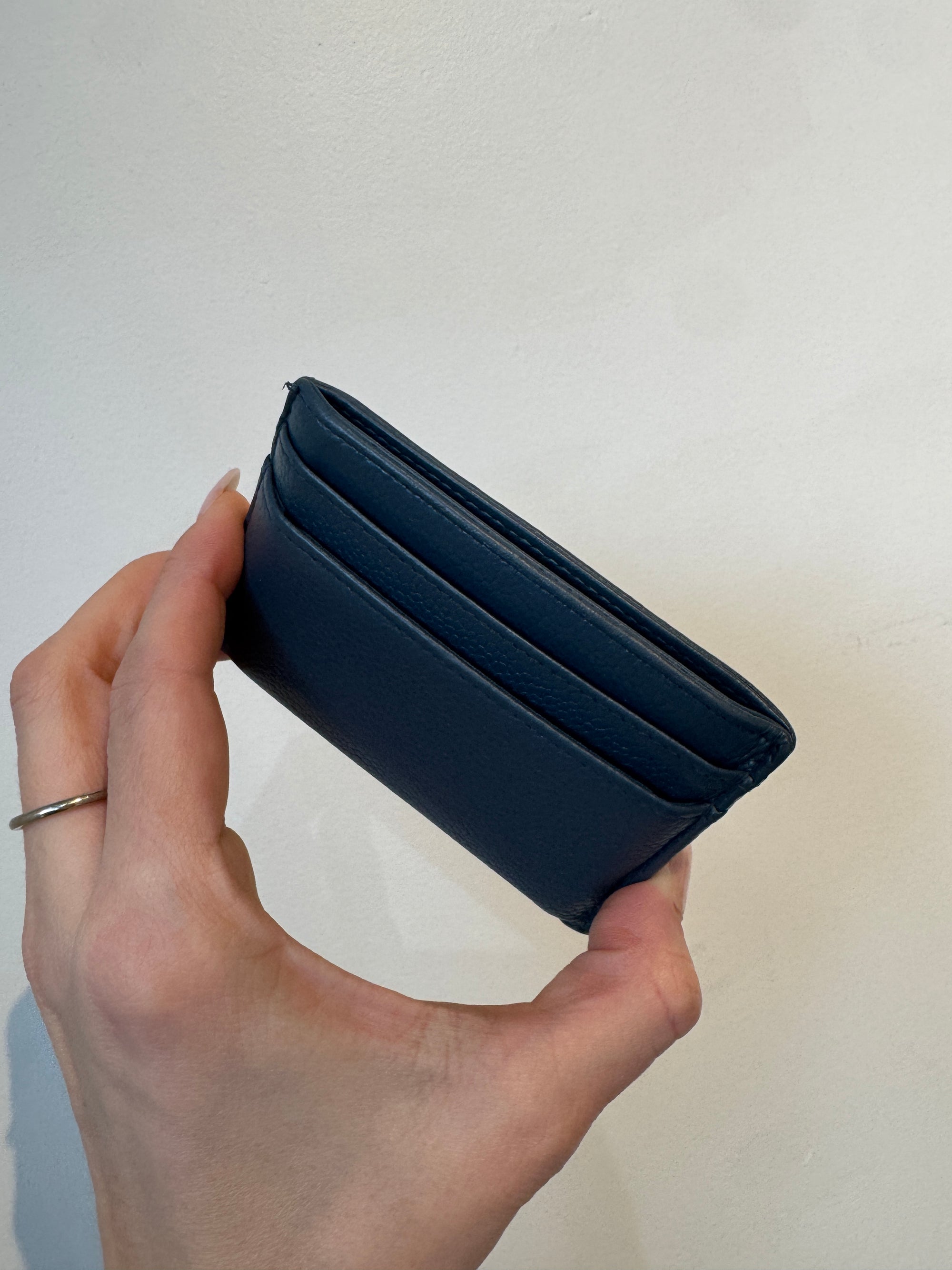 Chanel Navy CC Logo Card Holder in Caviar Leather