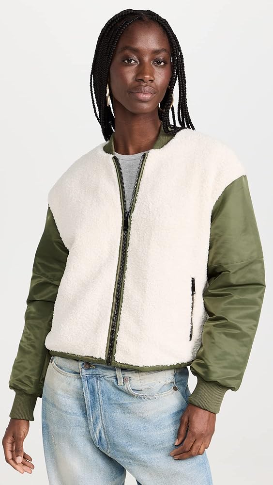 ASTR the Label, Sherpa bomber Jacket, cream, Medium