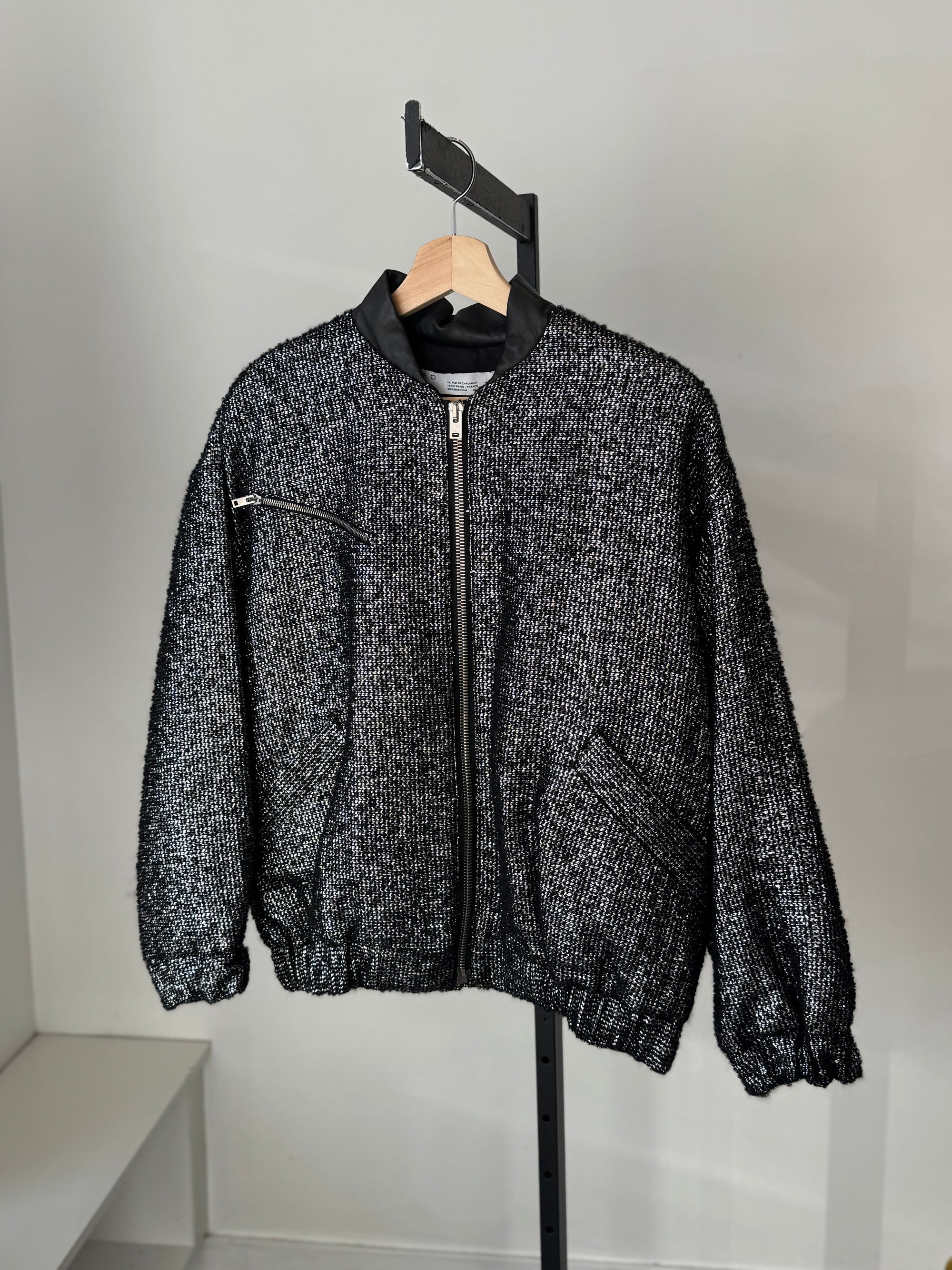 IRO Metallic Tweed Bomber Jacket Black, 36