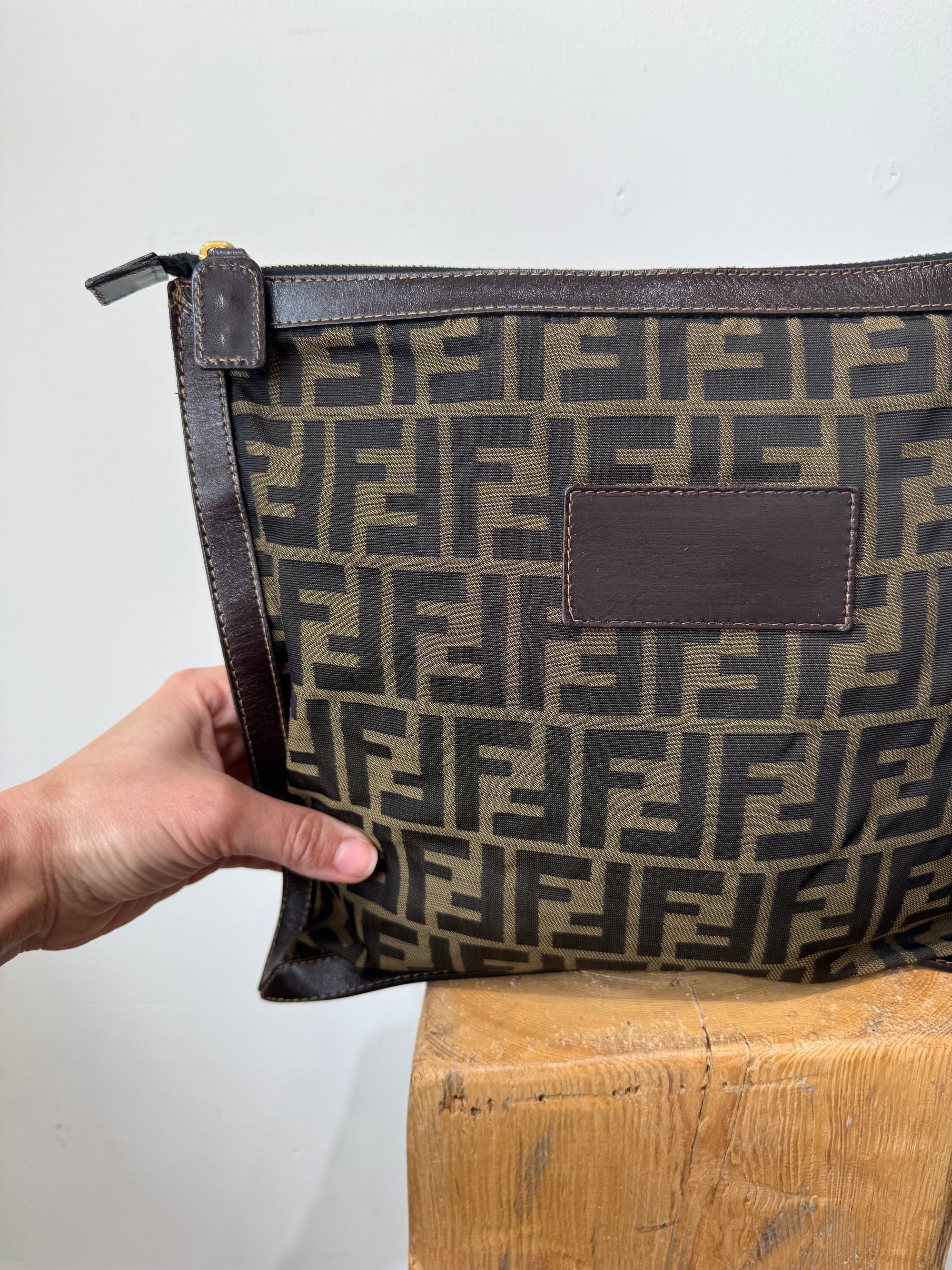 Fendi Zucca Crossbody Cloth Handbag, Brown