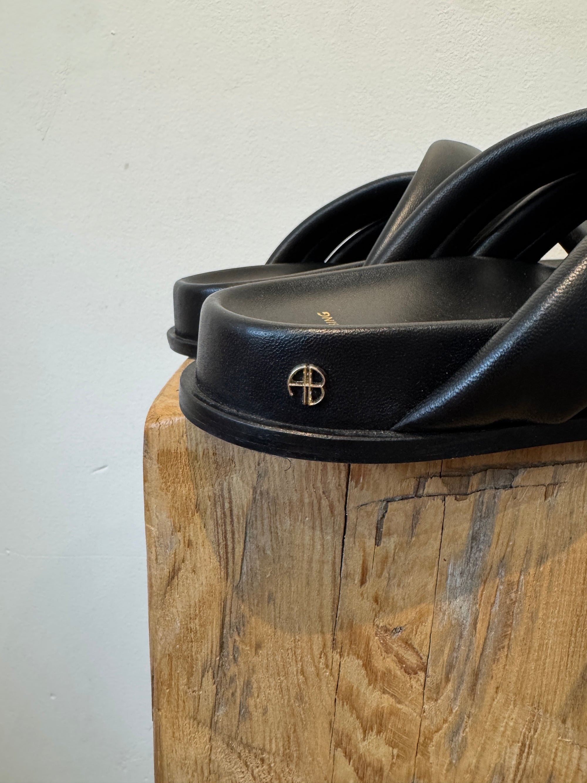 Anine Bing Lizzie Slides, Black, 41