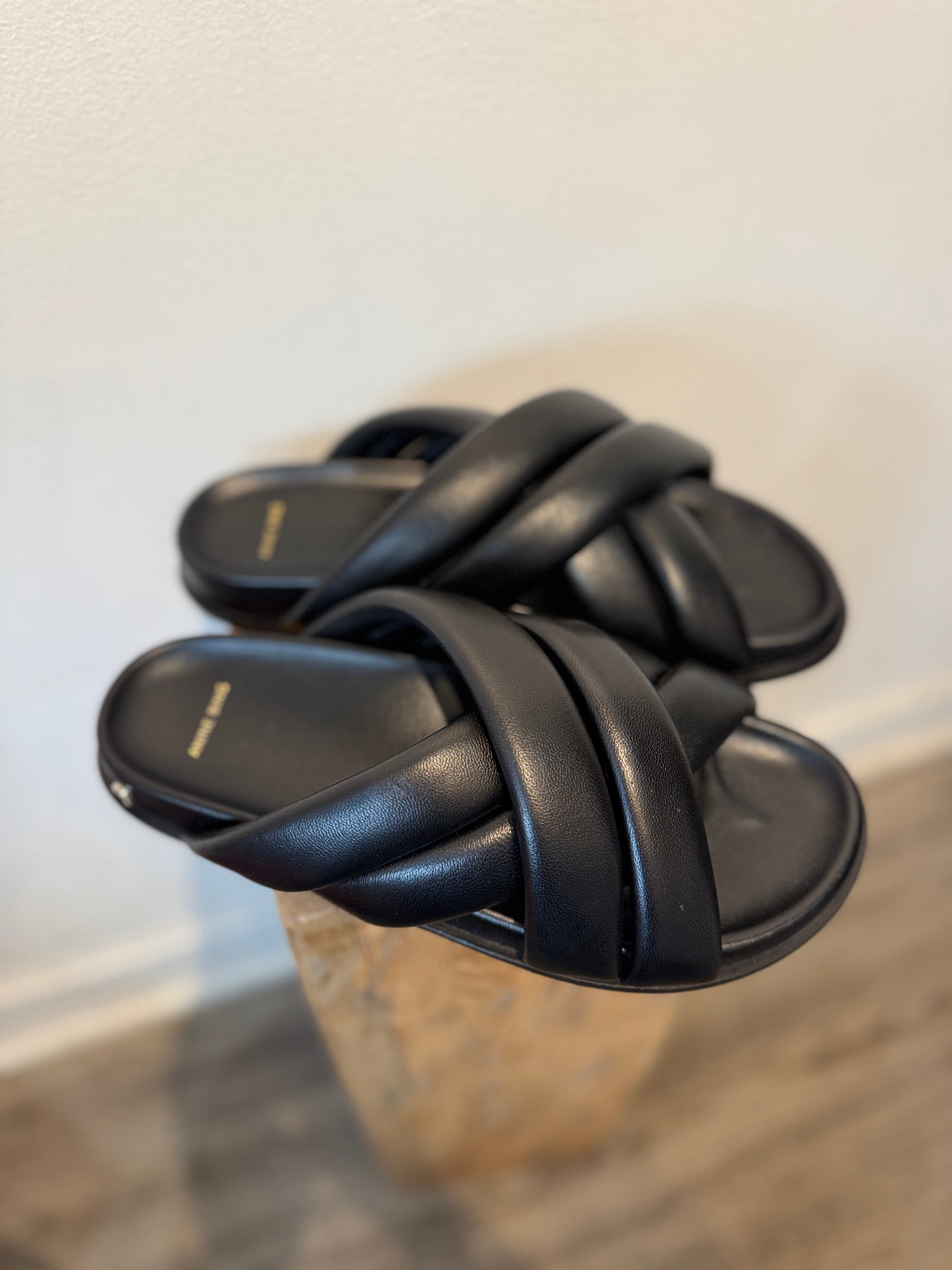 Anine Bing Lizzie Slides, Black, 41