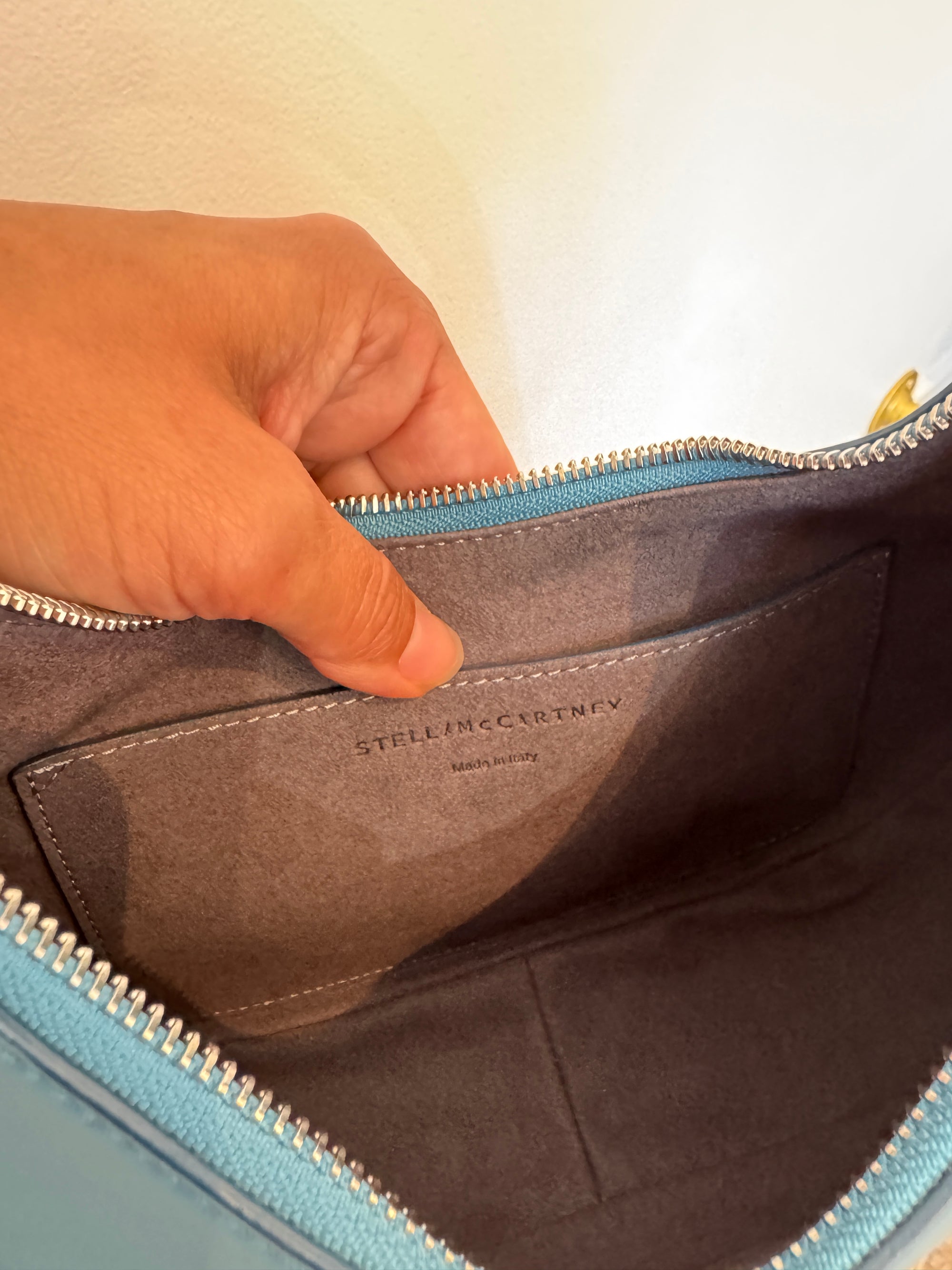 Stella McCartney Small Perforated Logo Shoulder Bag, Blue