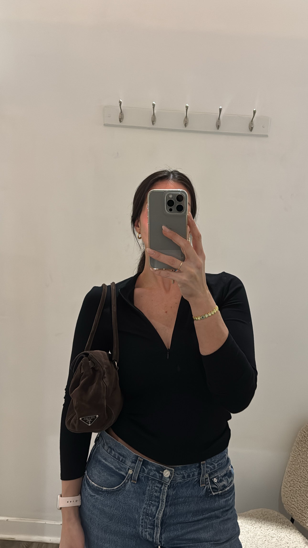 Prada Moro Suede Camoscio Easy Shoulder Bag, Brown