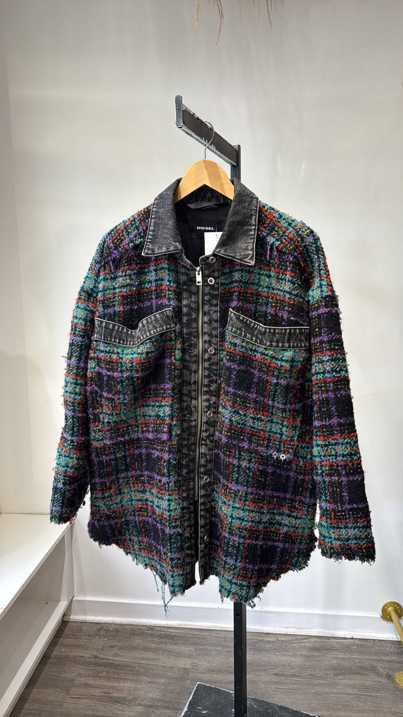 Diesel Jacket Tweed and Denim Multi, Medium