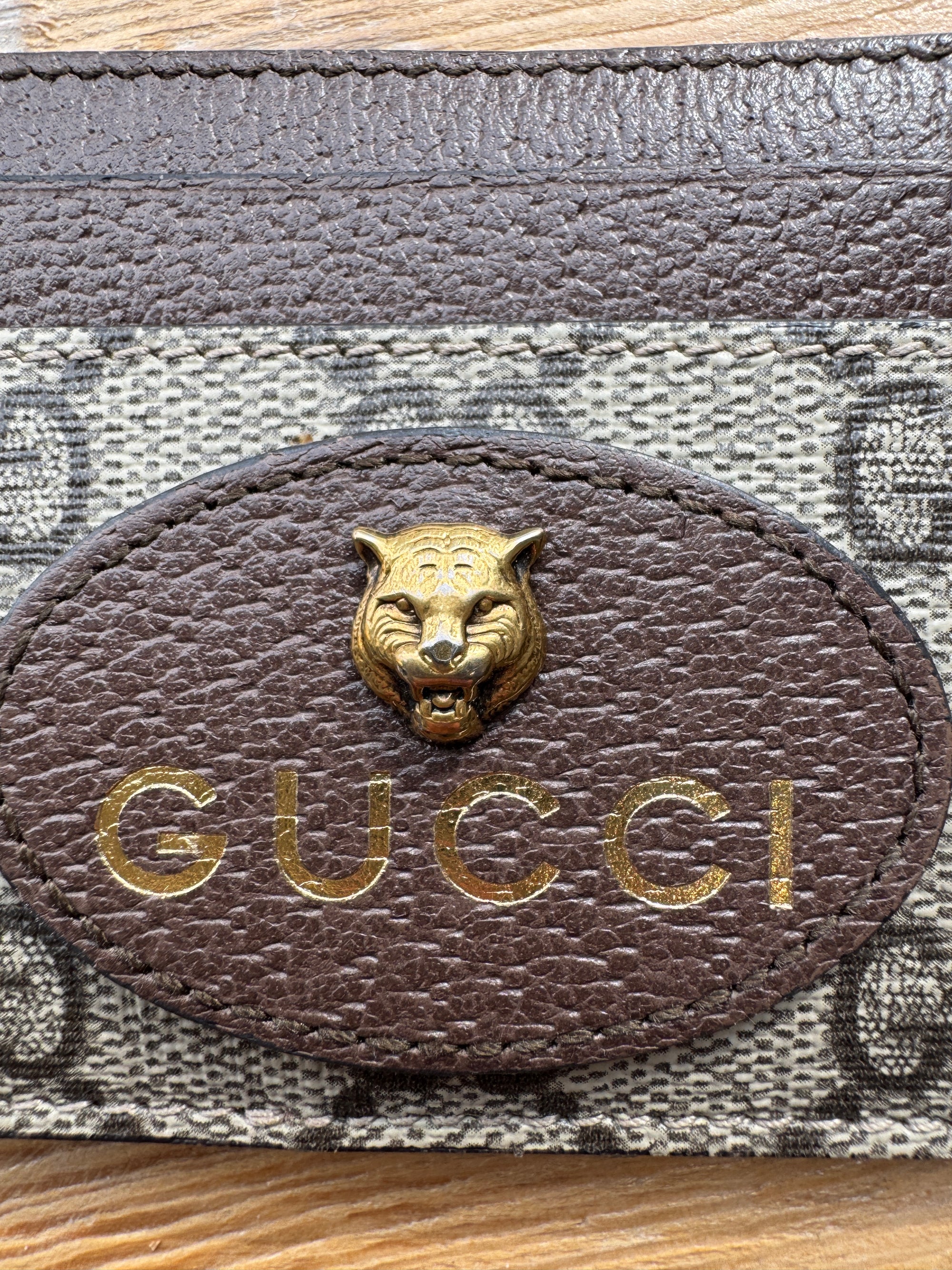 Gucci Neo Vintage Supreme Card Holder, Beige/Yellow