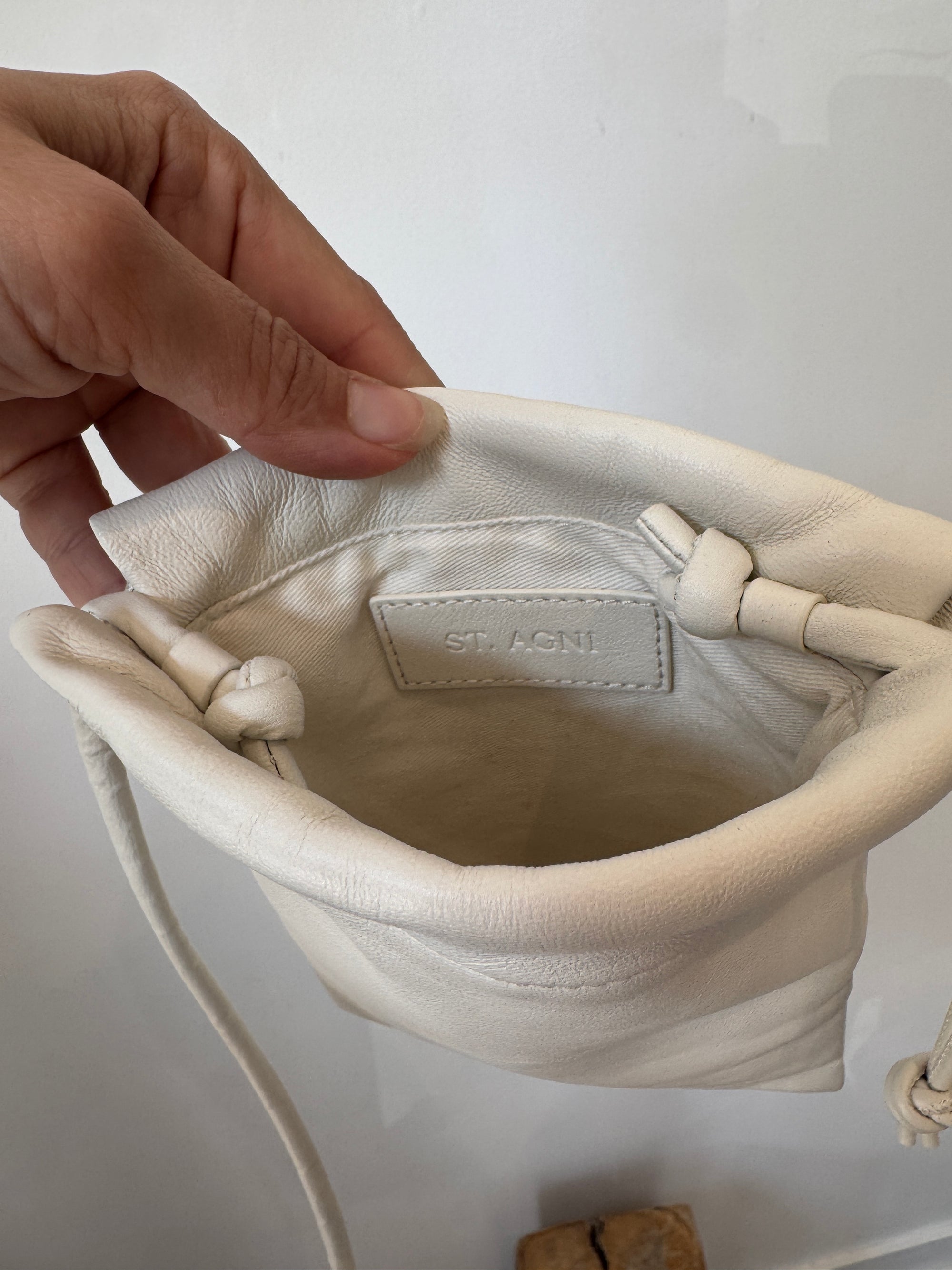 St. Agni Drawstring Mini Pouch, Cream