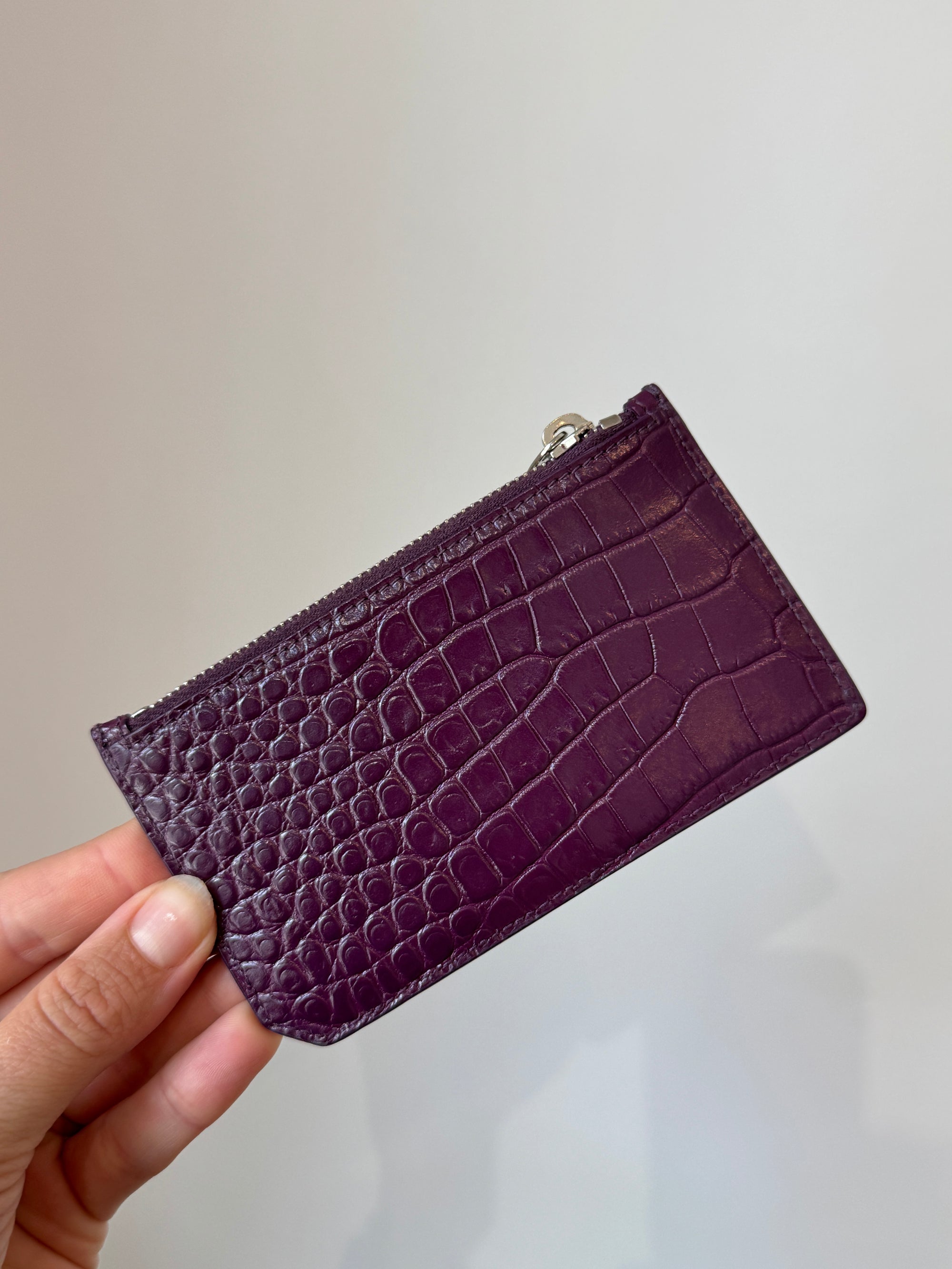 Saint Laurent Croc Card Case Purple