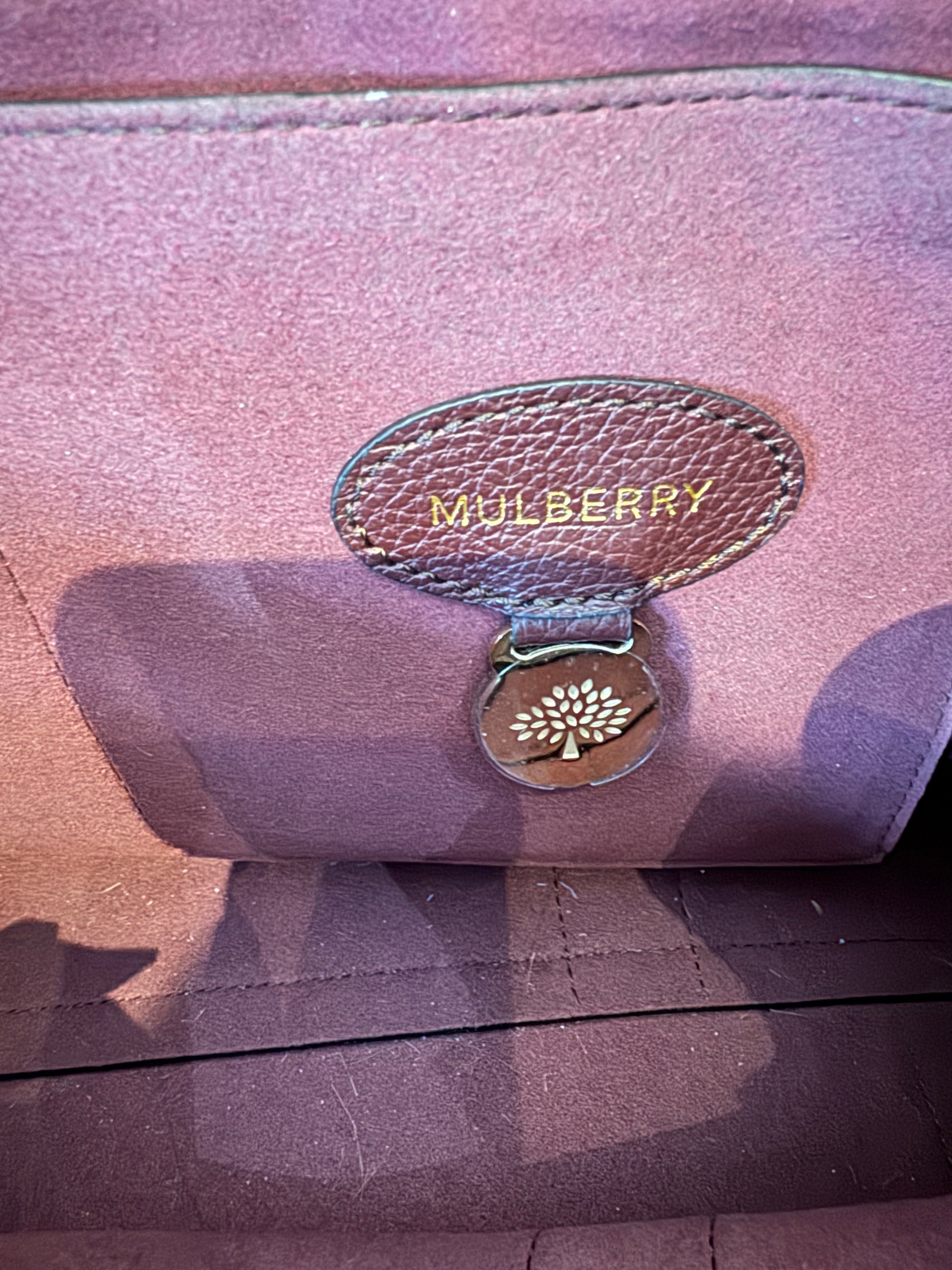 Mulberry Bayswater Handbag, Black Cherry with Small Classic Grain detailing