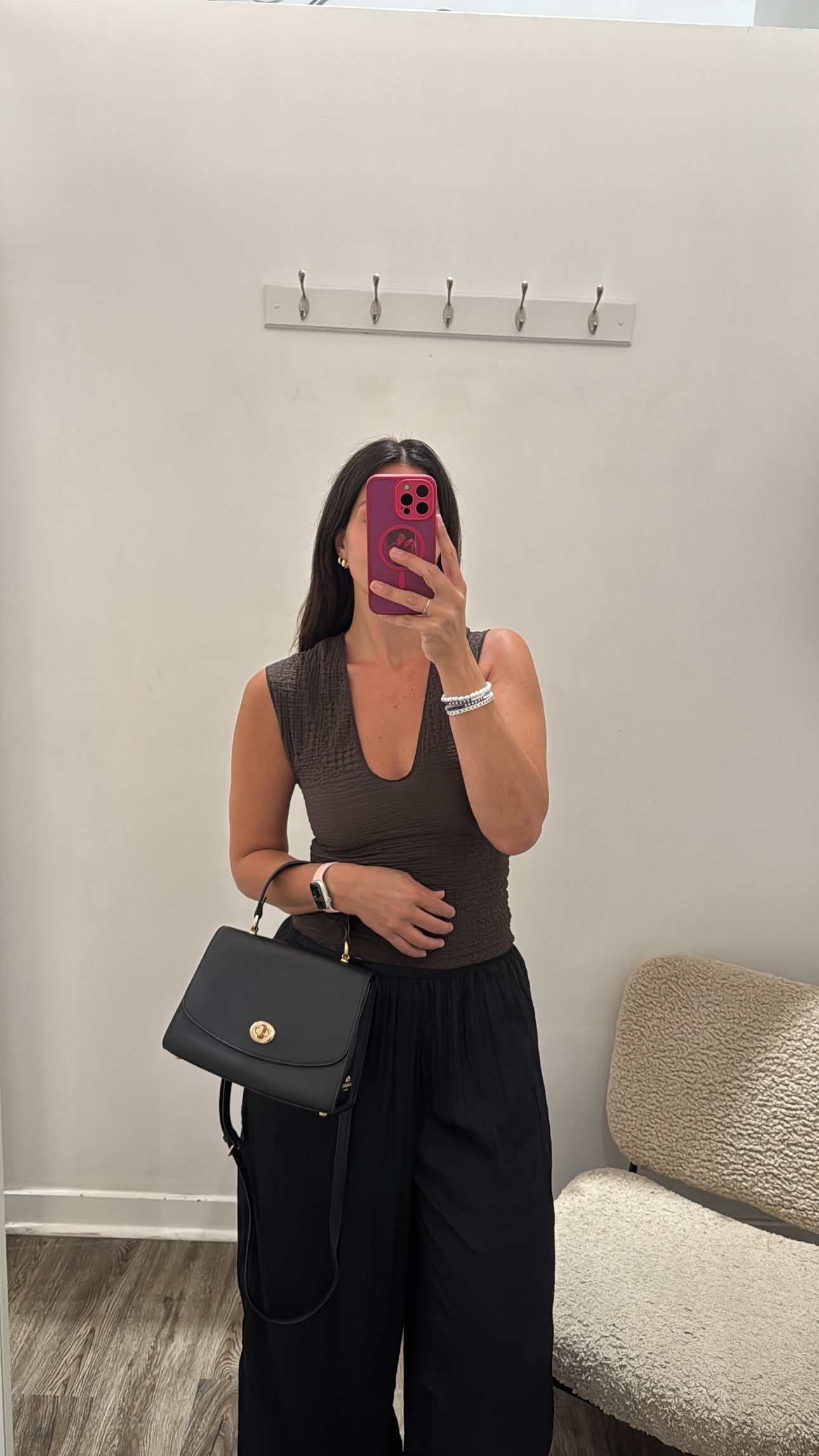 Coach Leather Tilly Top Handle Handbags Black