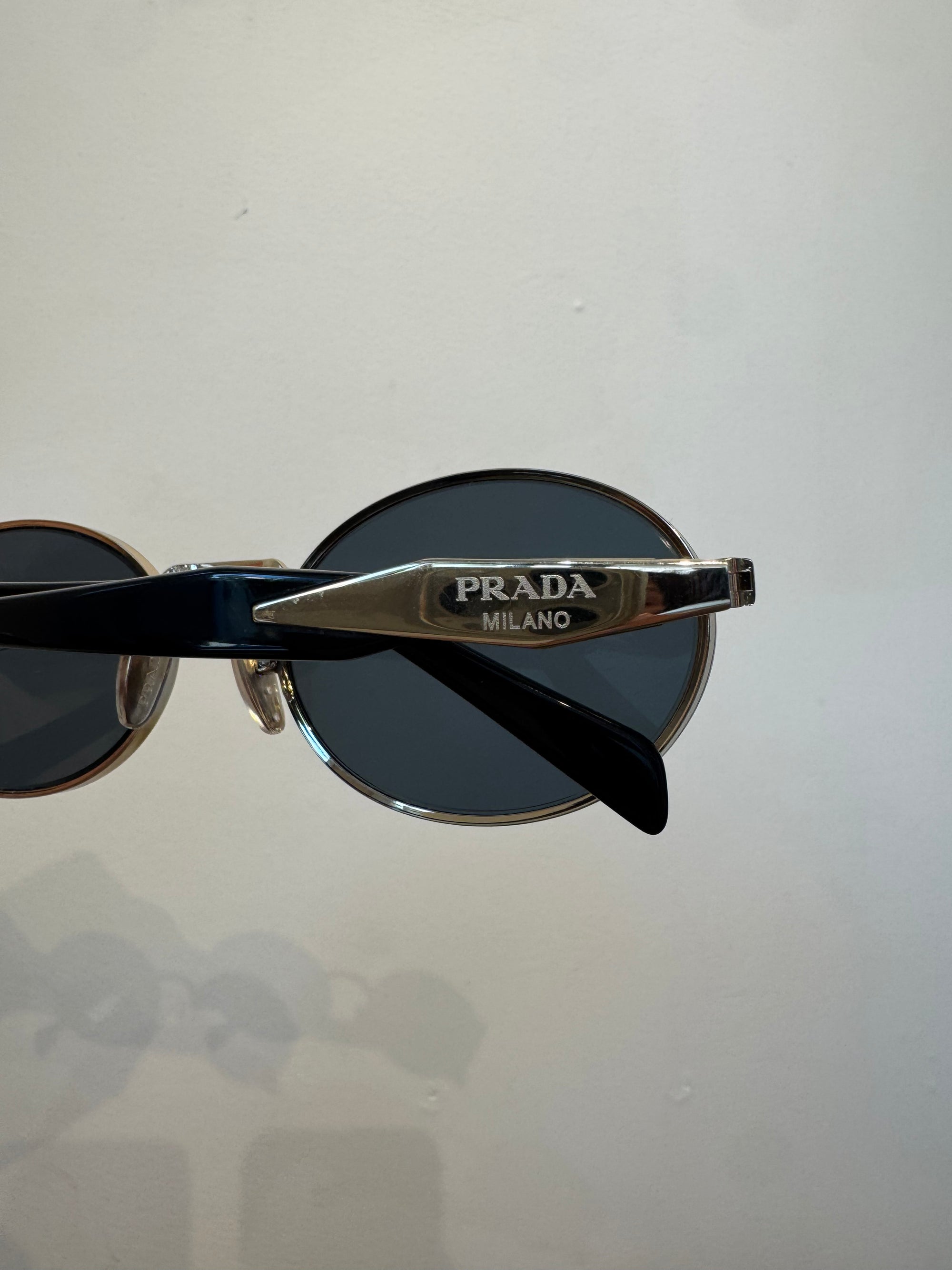 Prada oval sunglasses, Black/Gold