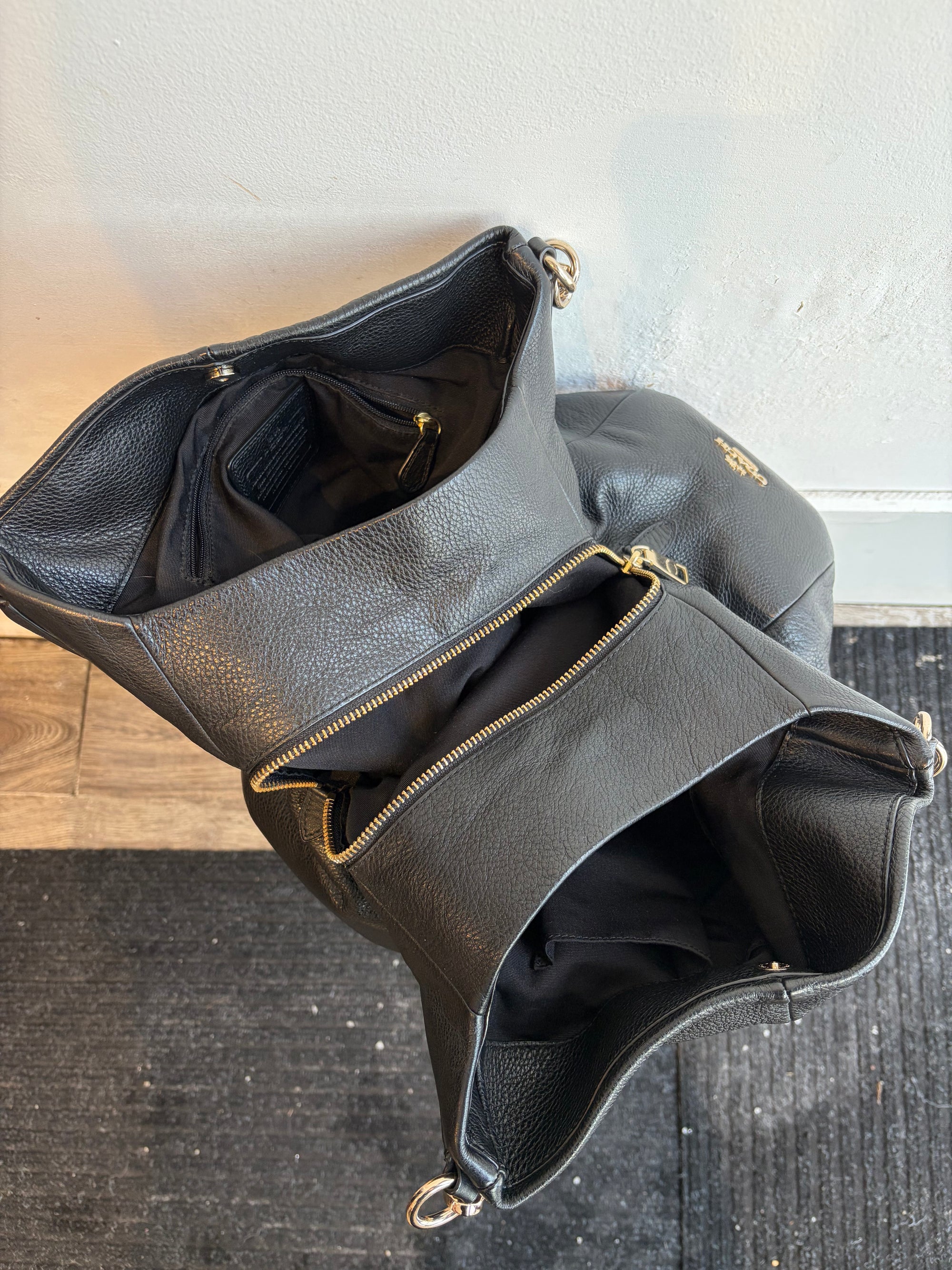 Coach Madison Pheobe Pebbled Leather Shoulder Bag, Black