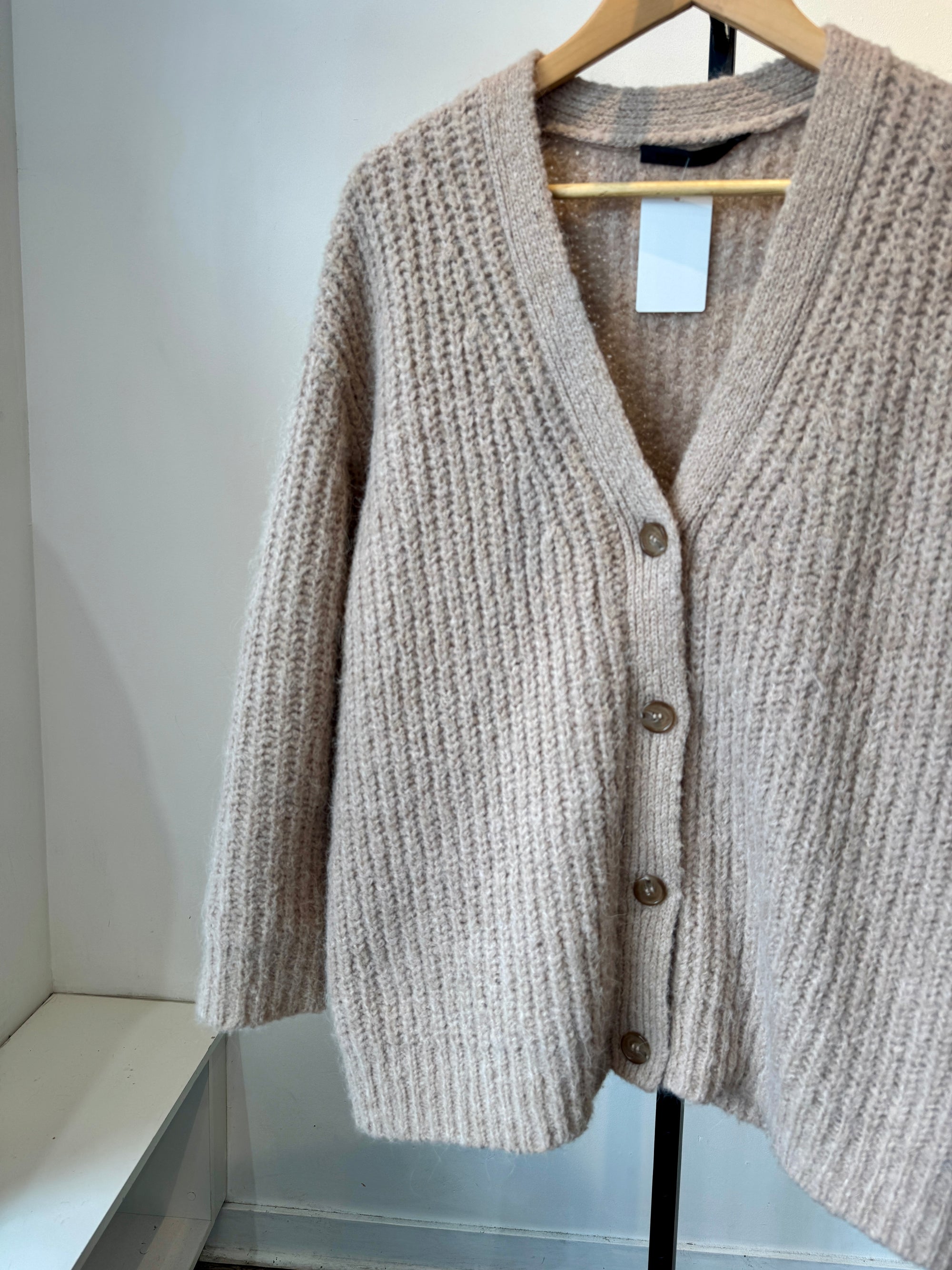Jenni Kayne Cocoon Cardigan Sweater Taupe, XS, oversized