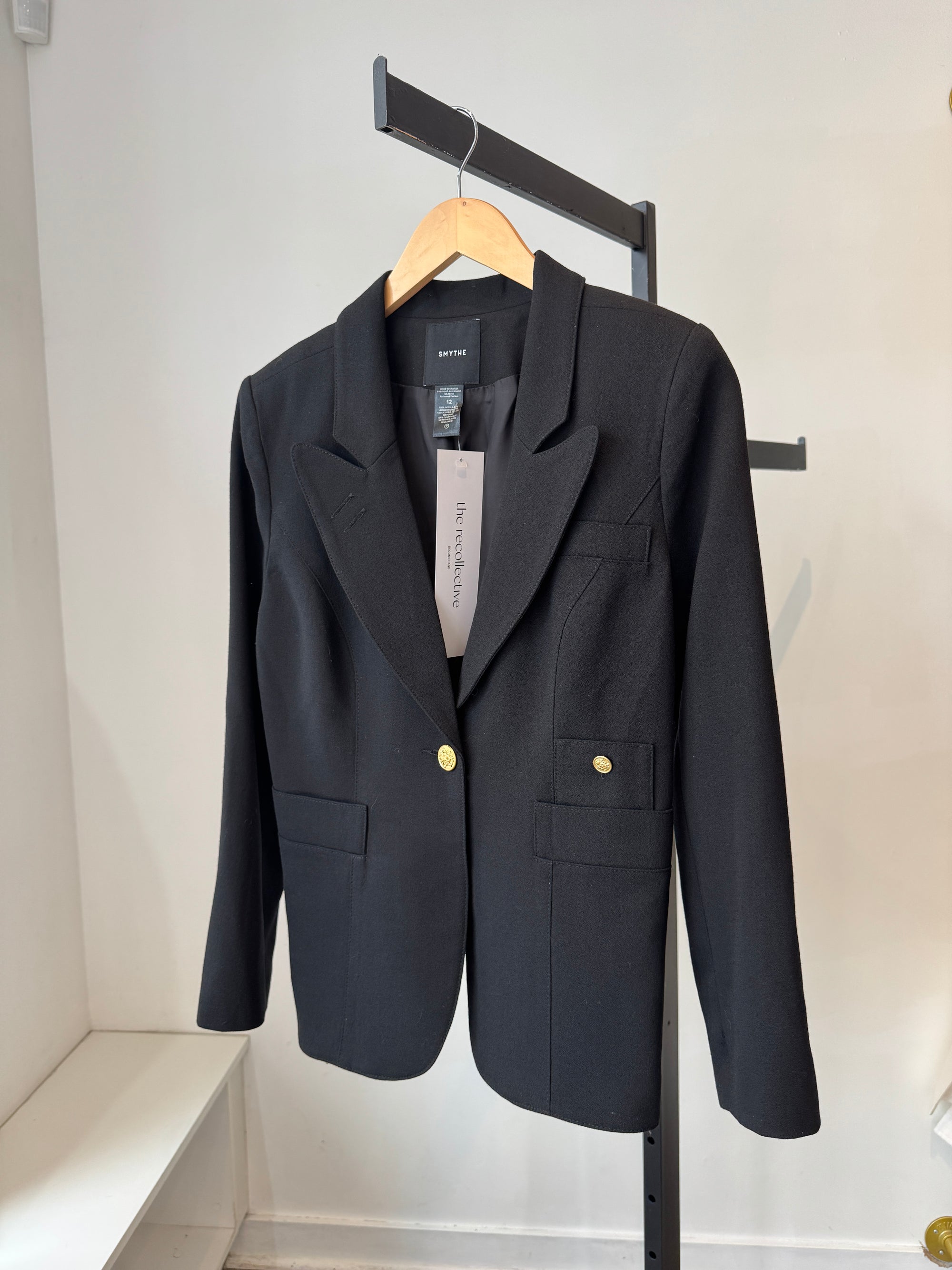 Smythe Dutchess blazer with gold buttons, Black, 12