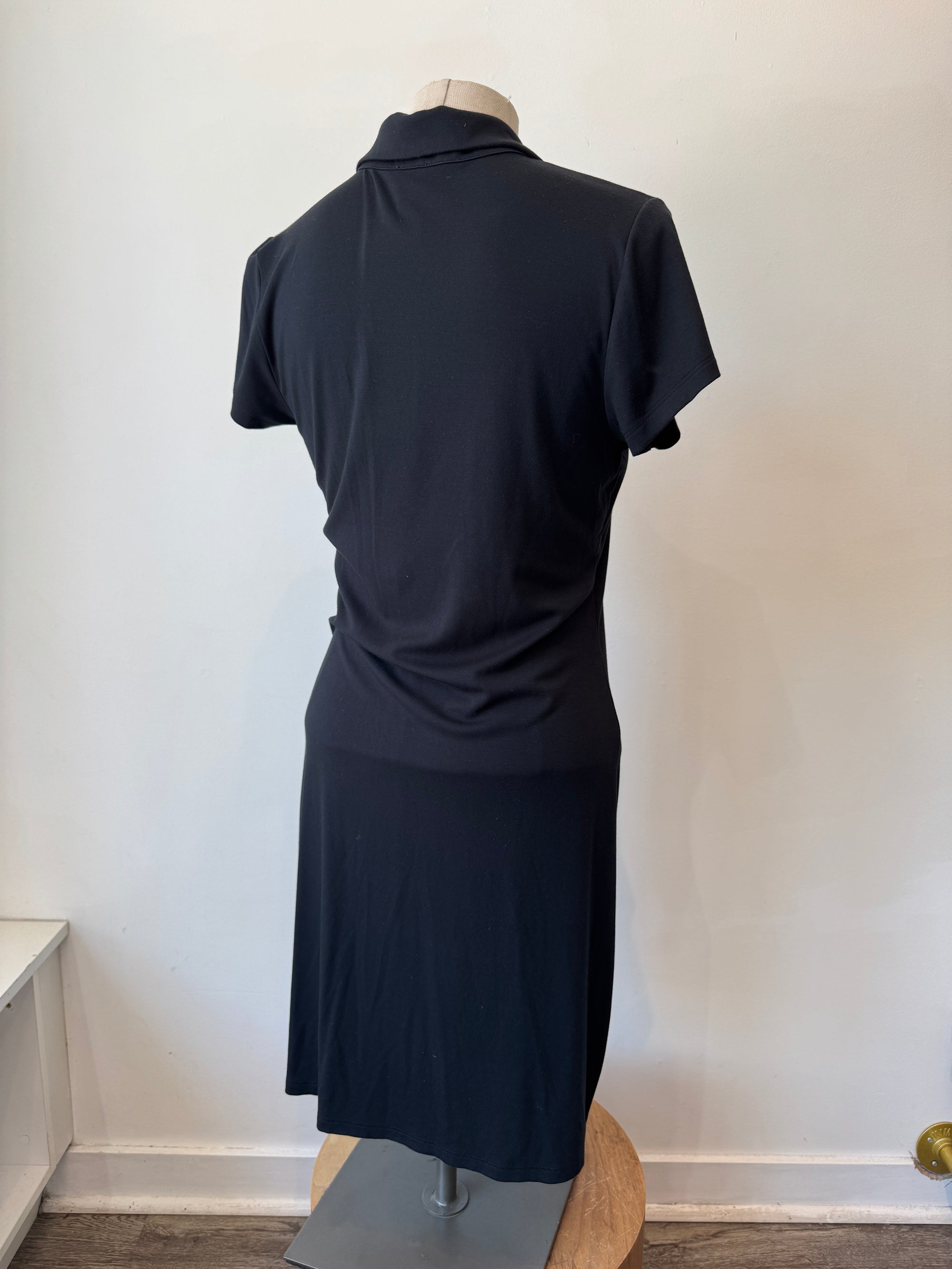 Wilfred Button Up Collar Dress Black, Size L